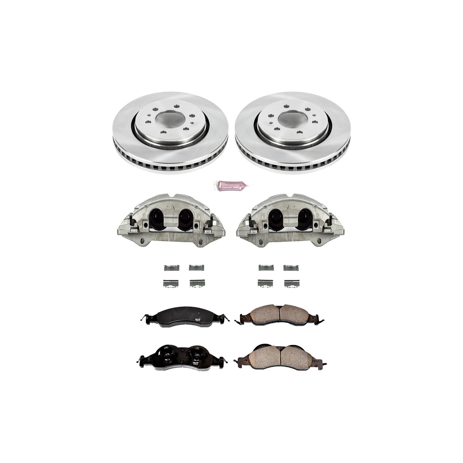 PowerStop Z17 Evolution Plus Stock Replacement Brake Kits with Calipers for 2007-2009 EXPEDITION, NAVIGATOR - KCOE4682 Rotors, Pads, Natural Calipers, Replacement, Front, Ford, Lincoln, Kit thumbnail 2