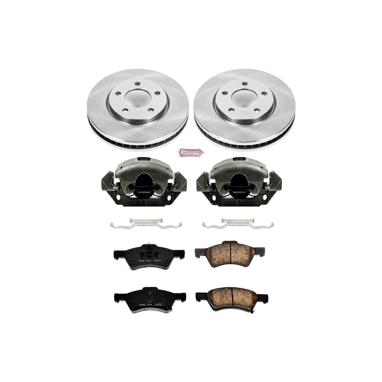 with Calipers Power Stop KCOE5248 Rear Stock Replacement Brake Kit