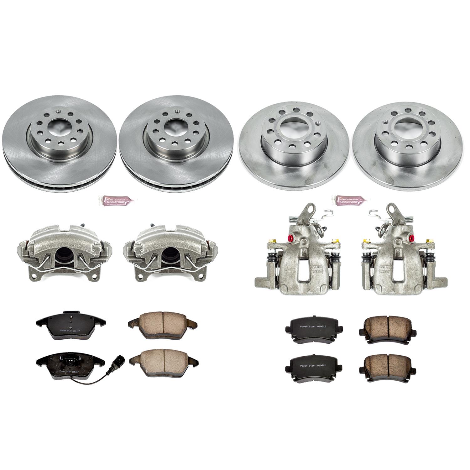 Power Stop 2008 Audi A3 Front & Rear Autospecialty Brake Kit w/Calipers (1x psbKCOE2259A, 1x psbKCOE4627A) thumbnail 2
