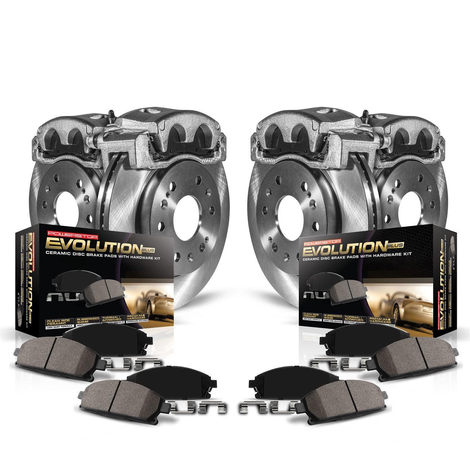 Power Stop KCOE840 Autospecialty Front and Rear Brake Caliper Kit- Brake  Rotors， Brake Pads ＆ Calipers-