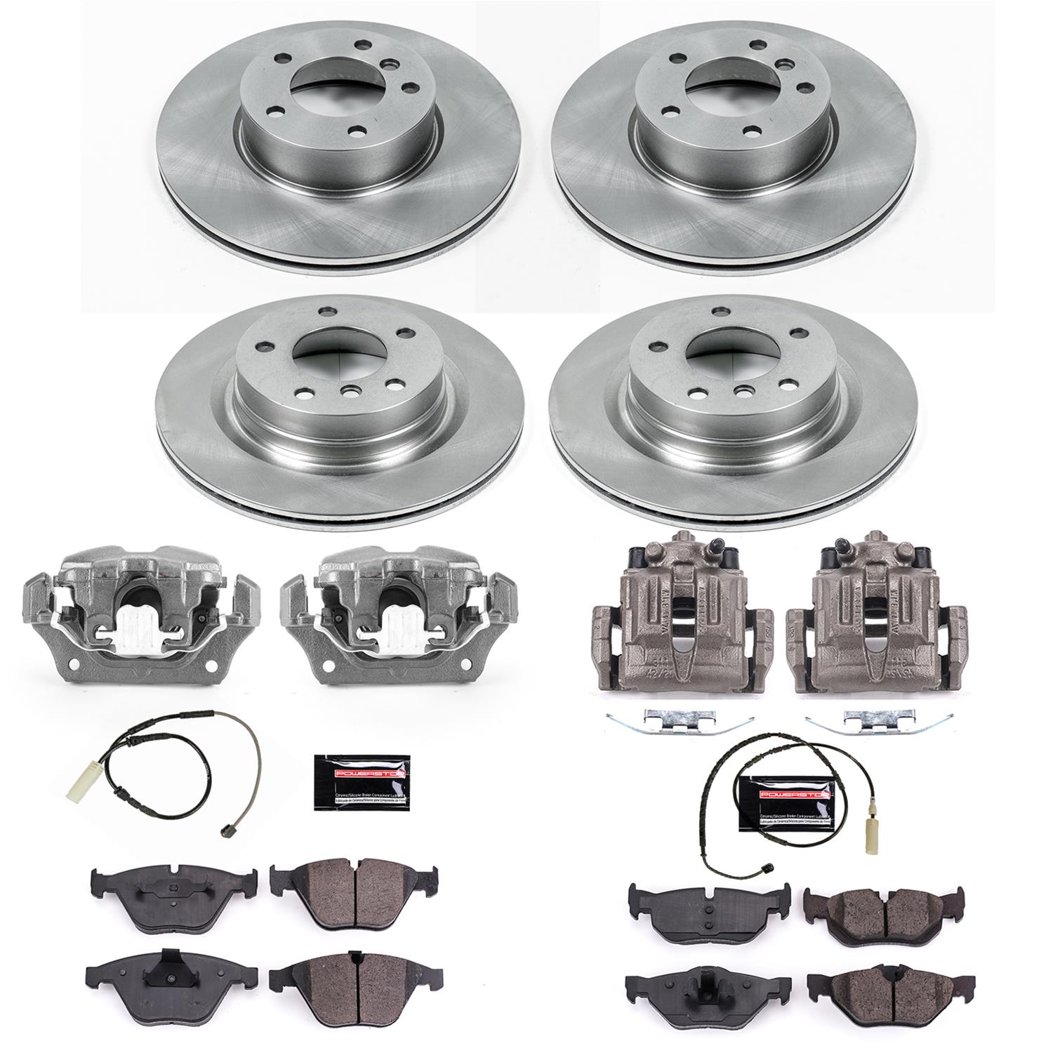 PowerStop Z17 Evolution Plus Stock Replacement Brake Kits with Calipers for 2011-2013 328I - KCOE6072 Disc Kits, Autospecialty Calipers, Front and Rear, Solid Surface Rotors, 1-piston Calipers, BMW, Kit thumbnail 2