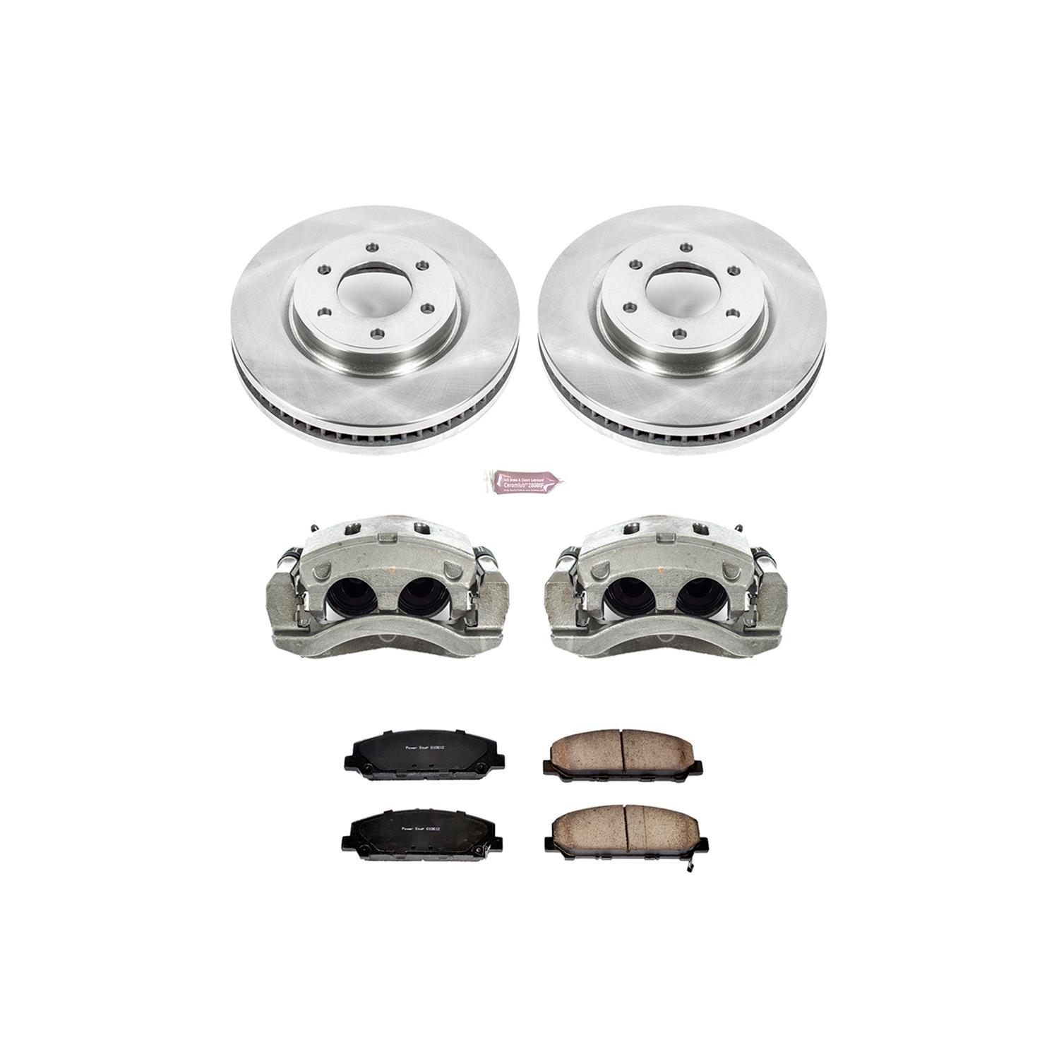 Power Stop 17-22 Nissan Armada Front Autospecialty Kit w/Cals (2x psbJBR1552, 1x psbL3338, 1x psbL3339, 1x psb16-1509) thumbnail 2