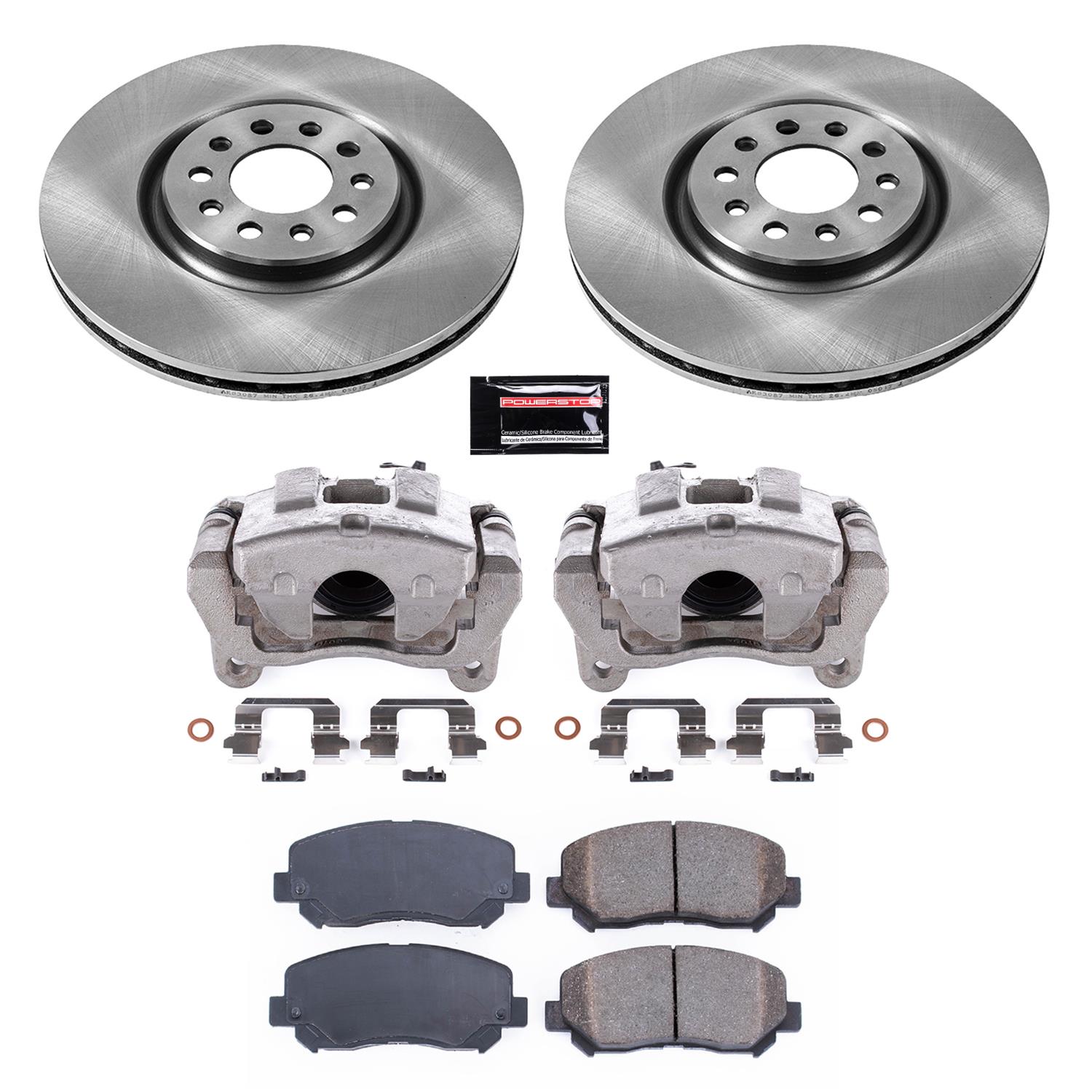 PowerStop Z17 Evolution Plus Stock Replacement Brake Kits with Calipers for 2015-2017 200, 2014-2022 CHEROKEE - KCOE6538 Disc Kit, Replacement, Front, Solid Surface, Chrysler, Jeep, Kit thumbnail 2