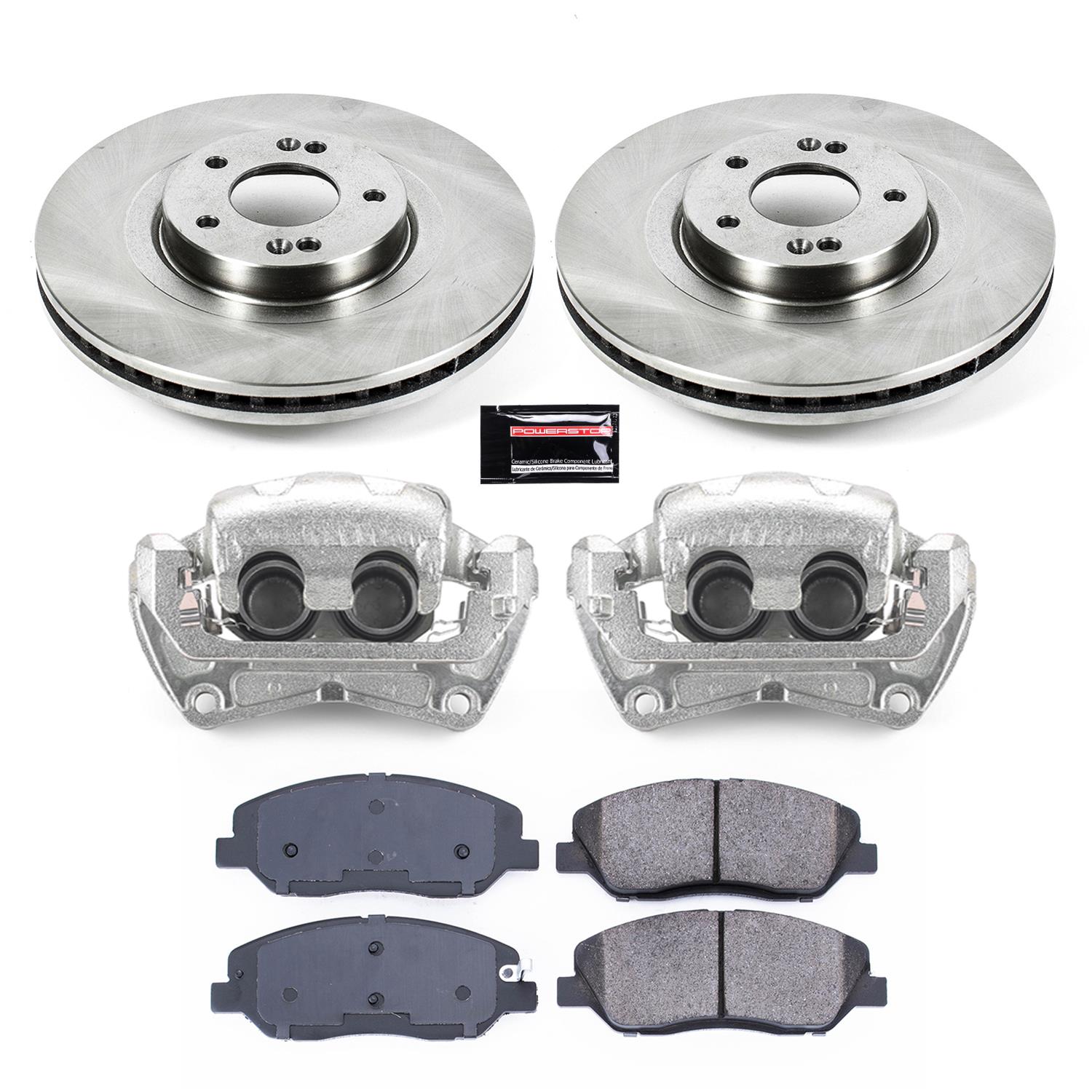 Power Stop 13-16 Hyundai Santa Fe Front Autospecialty Kit w/Cals (2x psbJBR1585, 1x psbL3210, 1x psbL3211, 1x psb16-1202) thumbnail 2