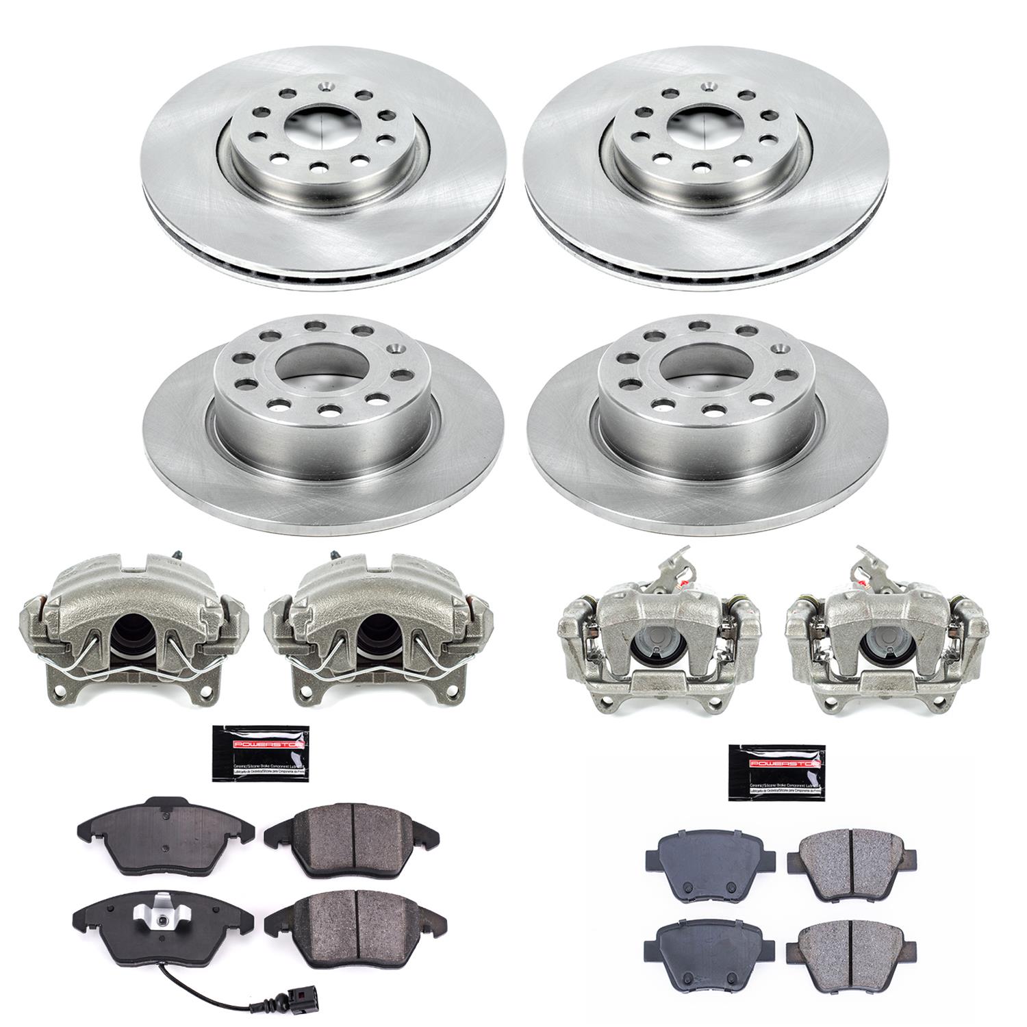 PowerStop Z17 Evolution Plus Stock Replacement Brake Kits with Calipers for 2013-2017 BEETLE, 2018 JETTA - KCOE7280 Disc Kits, Autospecialty Calipers, Front and Rear, Solid Surface Rotors, 1-piston Calipers, Volkswagen, Kit thumbnail 2