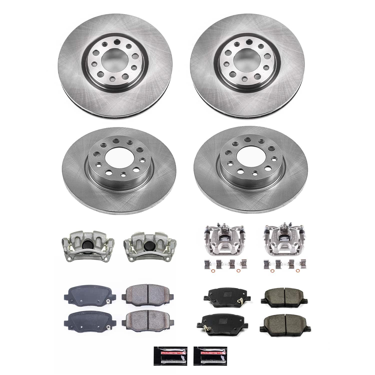 PowerStop Z17 Evolution Plus Stock Replacement Brake Kits with Calipers for 2016-2018 500X, 2015-2018 RENEGADE - KCOE7300 Disc Kit, Replacement, Remanufactured, Front and Rear, Solid Surface Rotors, 1-piston Calipers, Pads, Fiat, Jeep, Kit thumbnail 2