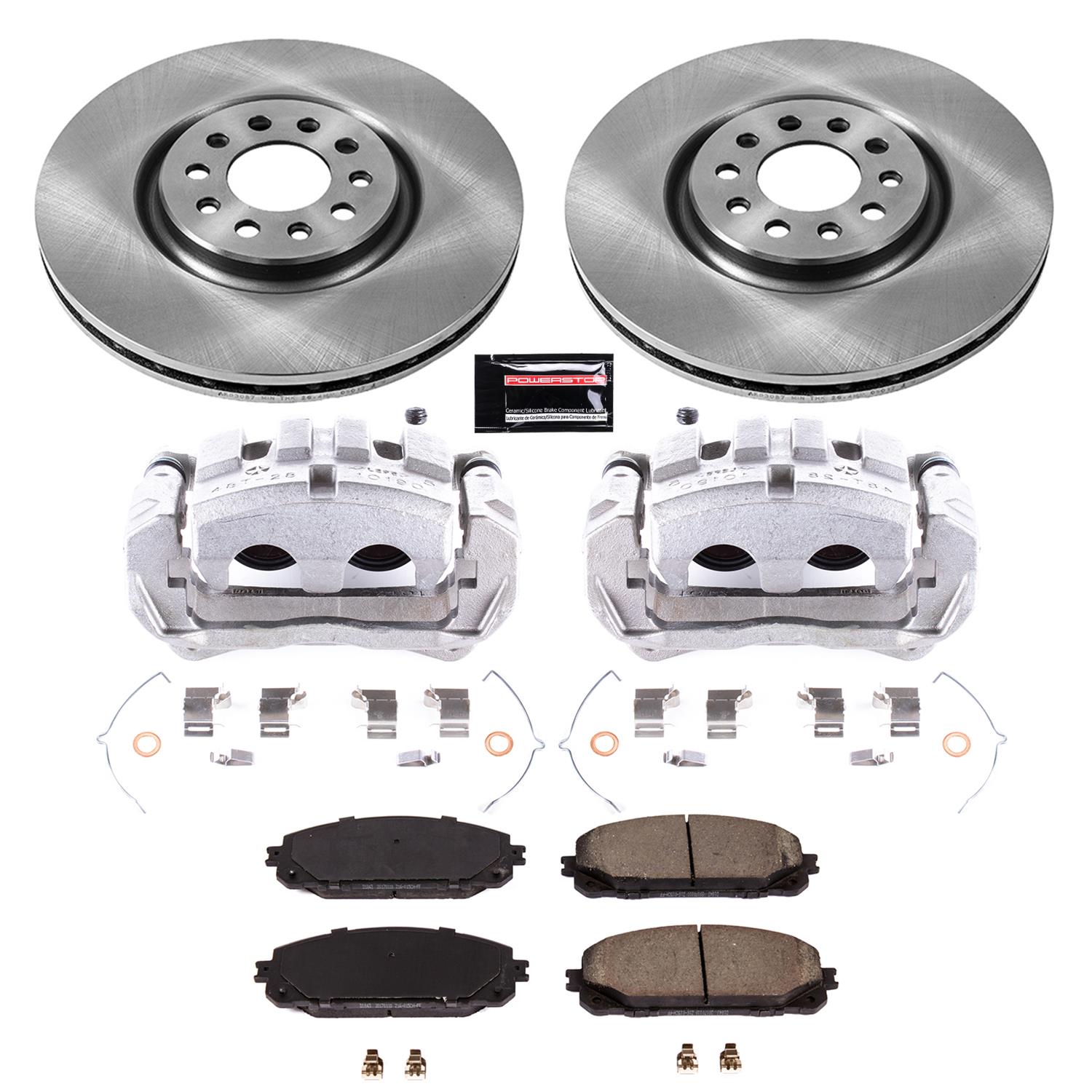 PowerStop Z17 Evolution Plus Stock Replacement Brake Kits with Calipers for 2016-2023 CHEROKEE - KCOE7414 Disc Kit, Replacement, Front, Solid Surface, Jeep, Kit thumbnail 2