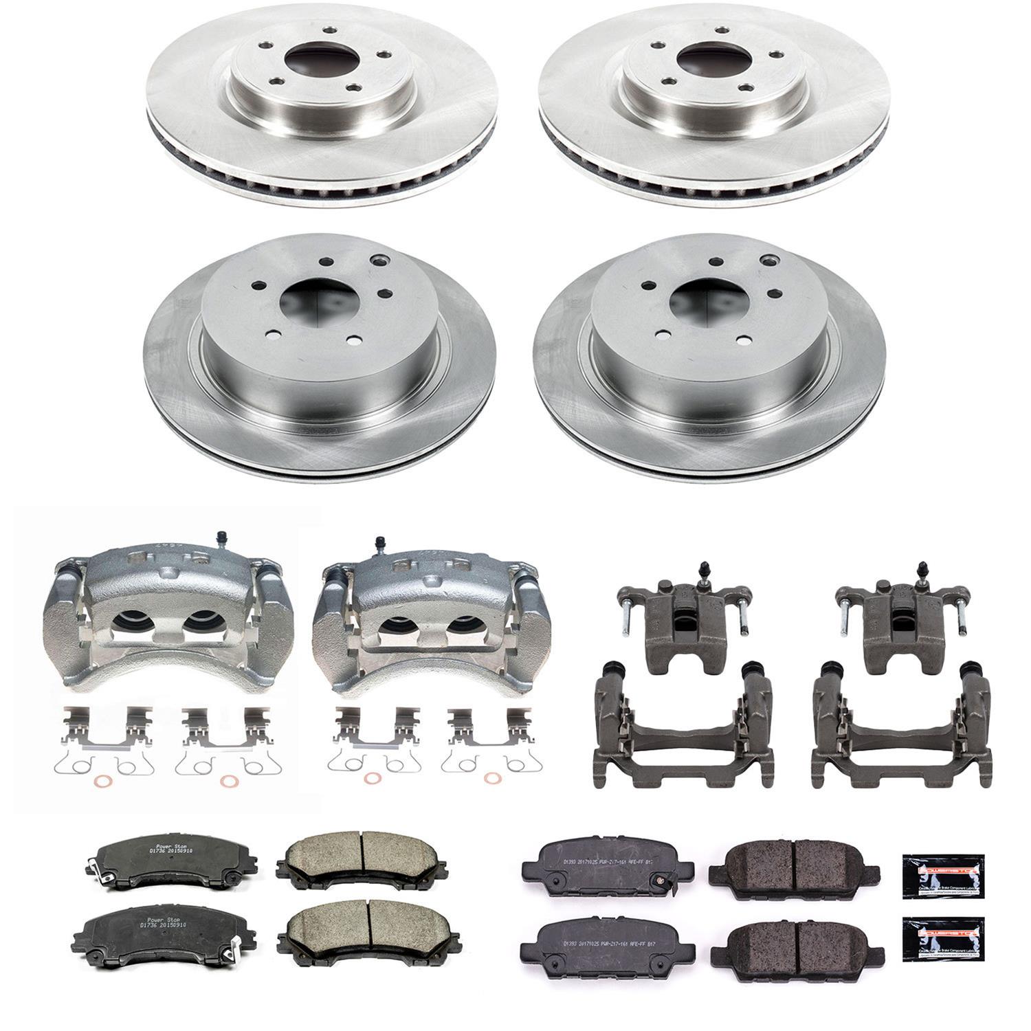 Power Stop Z17 Evolution Plus Stock Replacement Brake Kits with Calipers KCOE8006 Disc Kits, Autospecialty Calipers, Front and Rear, Solid Surface Rotors, Cast Iron Calipers, for Infiniti, Kit thumbnail 2