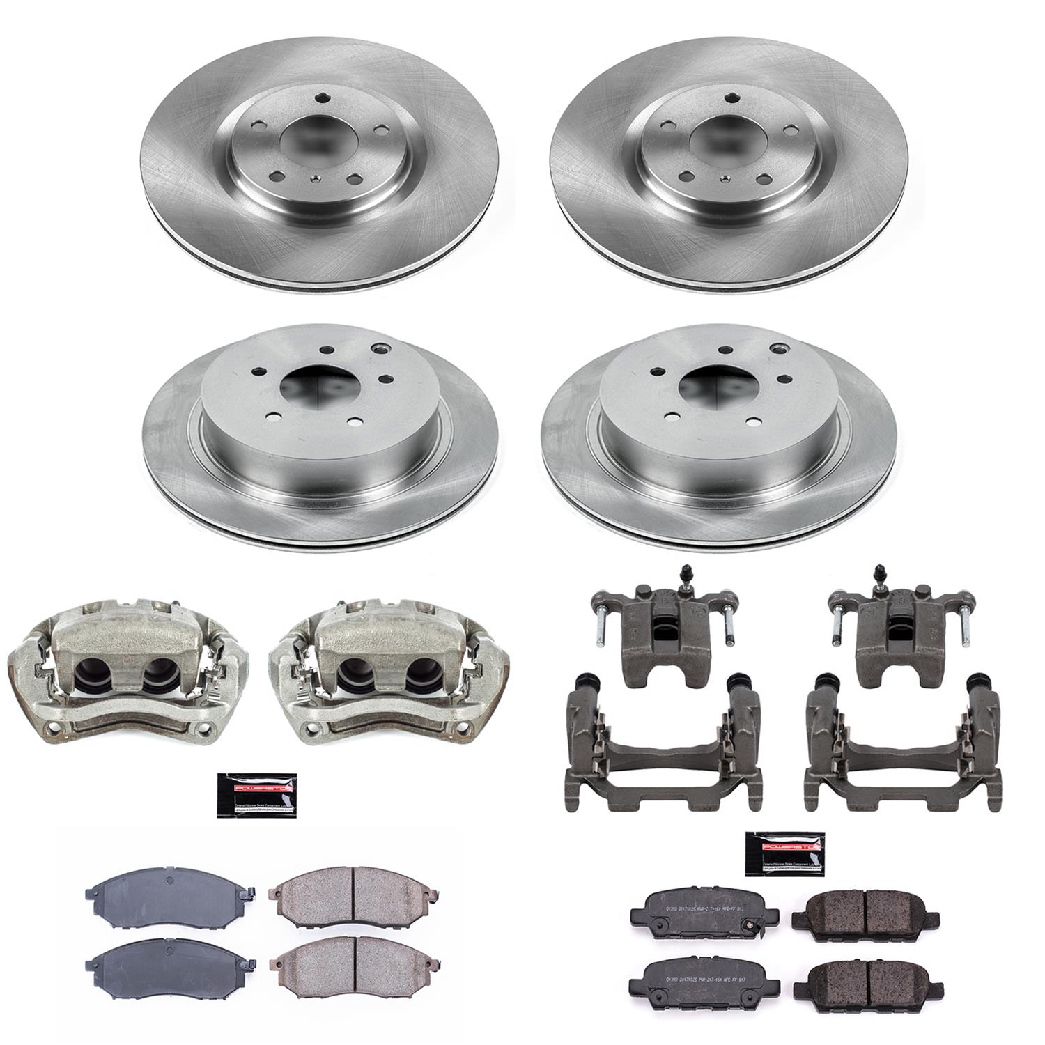 PowerStop Z17 Evolution Plus Stock Replacement Brake Kits with Calipers for 2014-2019 Q70, 2015-2019 Q70L - KCOE8061 Disc Kits, Autospecialty Calipers, Front and Rear, Solid Surface Rotors, Cast Iron Calipers, Infiniti, Kit thumbnail 2