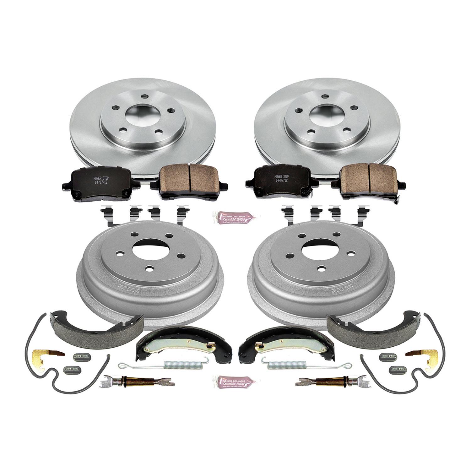 Power Stop Autospecialty Stock Replacement Disc and Drum Brake Kits KOE15223DK Kits, Replacement, Solid Surface Front Rotors, 9.100 in. Rear Diameter, Pads Shoes, Chevrolet, Kit thumbnail 4