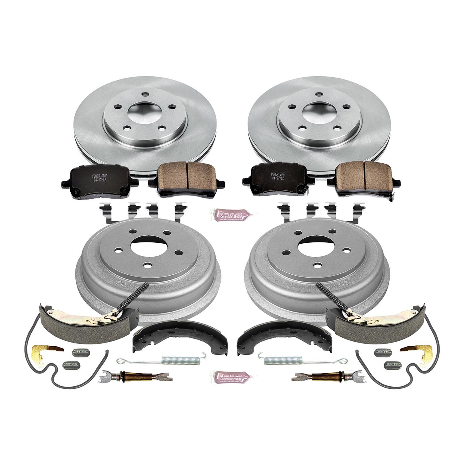 Power Stop KOE15395DK Rear Brake Kit - OE Replacement Drums & Ceramic Brake Pads, Complete Drum & Shoe Set