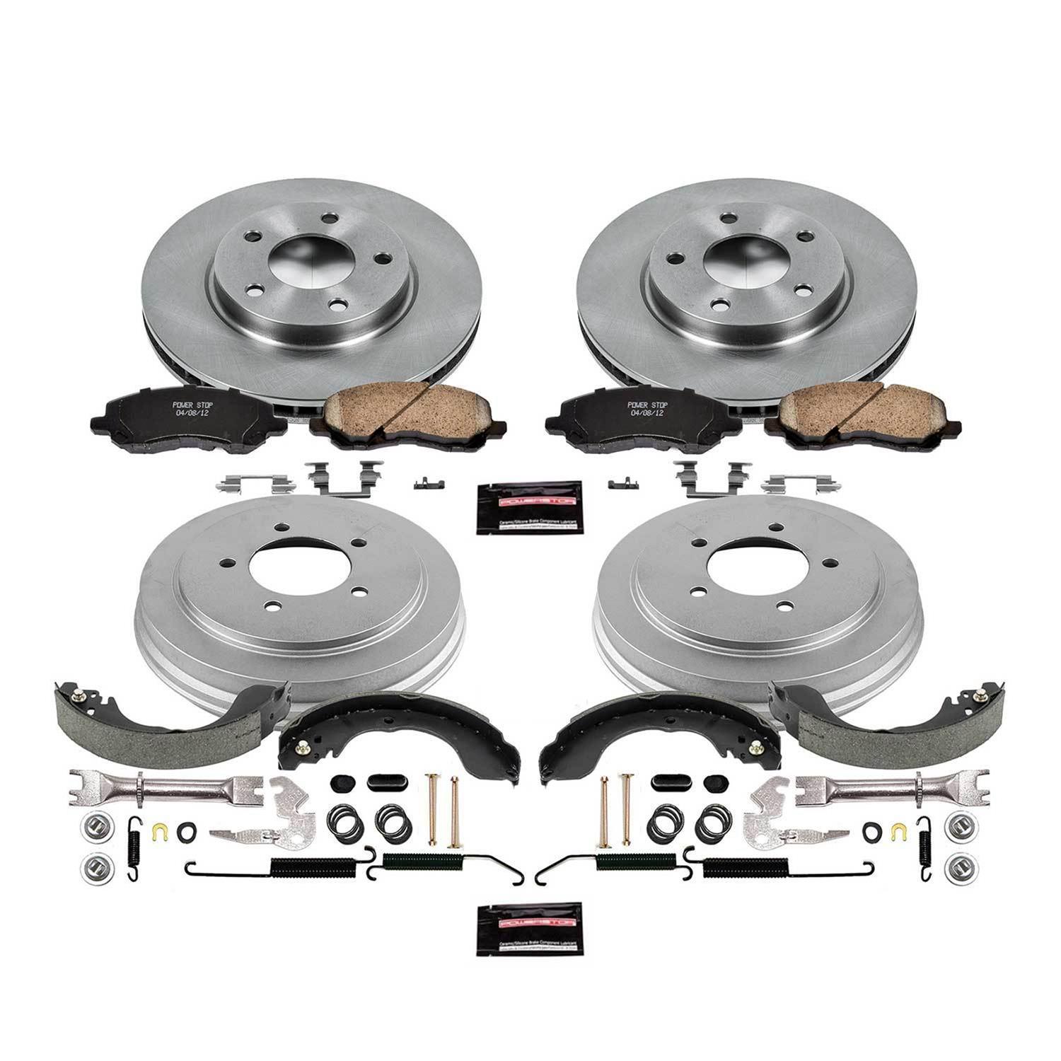 Power Stop Front & Rear Brake Kit – OE Replacement Drums & Ceramic Pads For Reliable Stops