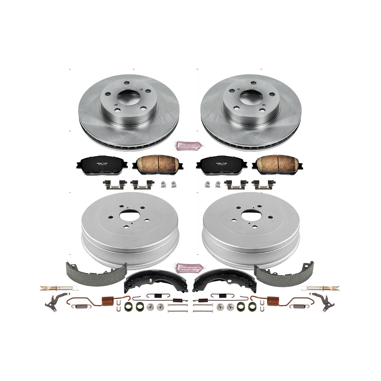 Drum and Shoe Kits Rotor Power Stop Front /& Rear K15043DK Performance Pad