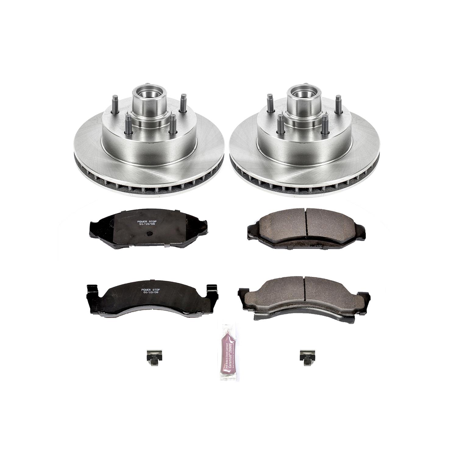 Power Stop KOE15152DK Front & Rear Brake Kit - Ceramic Pads, Drums & Shoes For Daily Driving