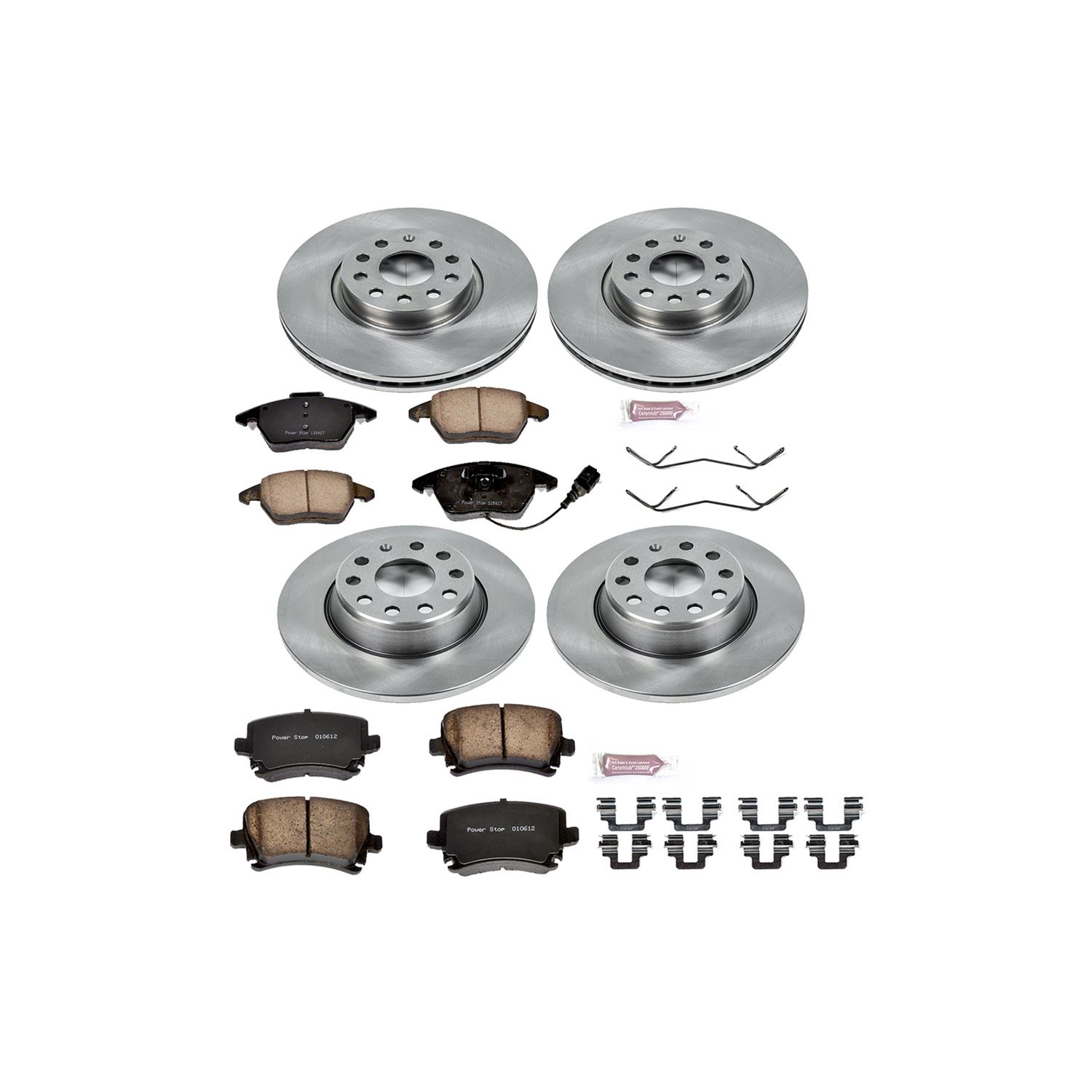 PowerStop Z17 Evolution Plus Stock Replacement Brake Kits KOE2260 Rotors/Pads, Solid Surface Rotors, Ceramic Pads, Front/Rear, Audi, Volkswagen, Kit thumbnail 2