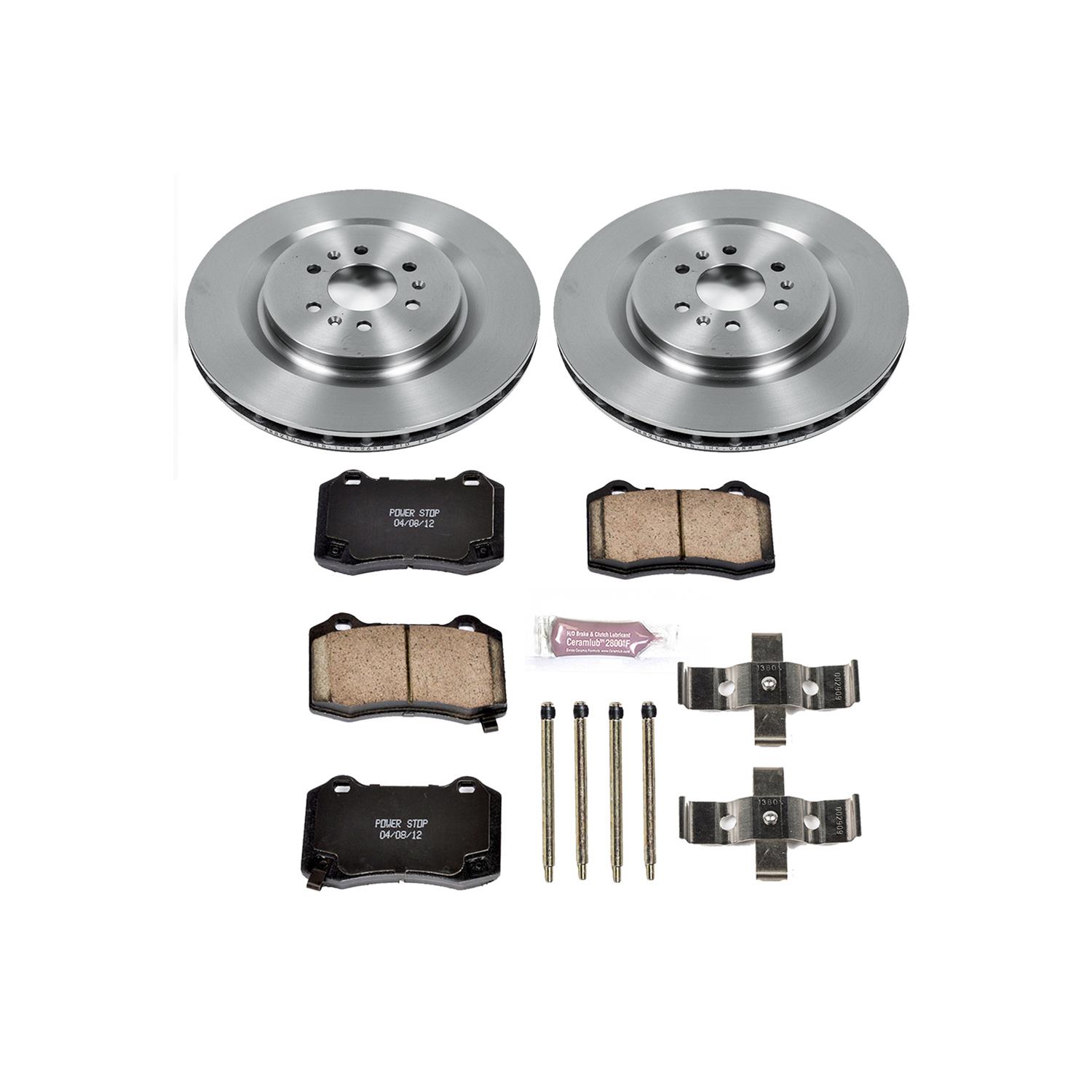 PowerStop Z17 Evolution Plus Stock Replacement Brake Kits for 2004-2007 CTS, 2005-2011 STS - KOE2881 Pads and Rotors, Autospecialty, Solid Surface, Iron, Natural, 13.980 in./14.370 in. Diameter, Ceramic Pads, Kit thumbnail 3