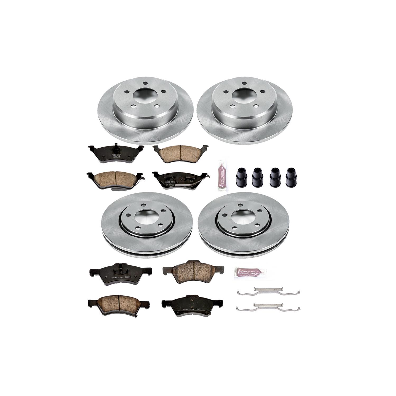 PowerStop Z17 Evolution Plus Stock Replacement Brake Kits for 2001-2007 CARAVAN, GRAND TOWN & COUNTRY - KOE4458 Pads and Rotors, Autospecialty, Solid Surface, Iron, Natural, 11.060 in./11.410 in. Diameter, Ceramic Pads, Kit thumbnail 4