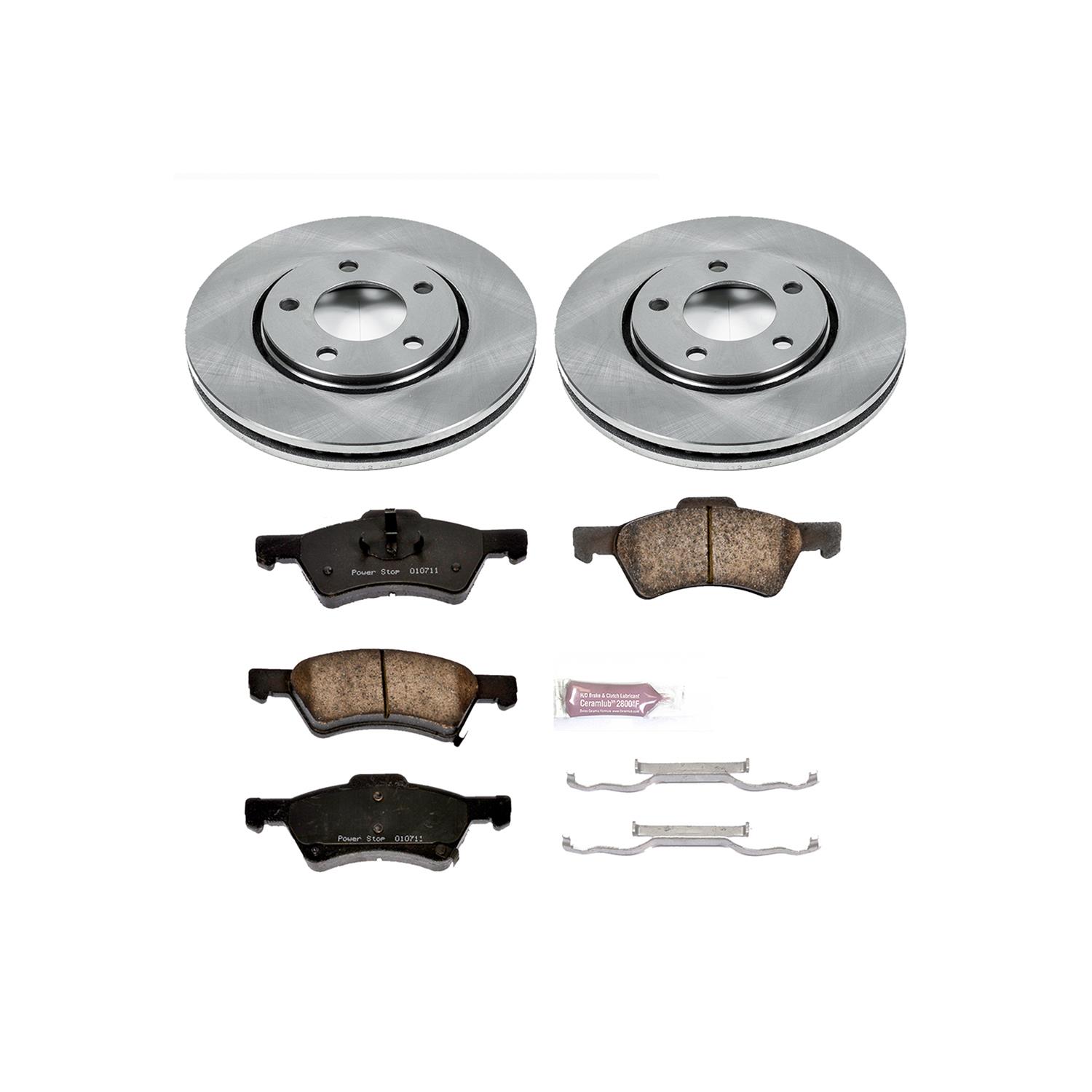 PowerStop Z17 Evolution Plus Stock Replacement Brake Kits for 2001-2007 CARAVAN, GRAND TOWN & COUNTRY - KOE4458 Pads and Rotors, Autospecialty, Solid Surface, Iron, Natural, 11.060 in./11.410 in. Diameter, Ceramic Pads, Kit thumbnail 5