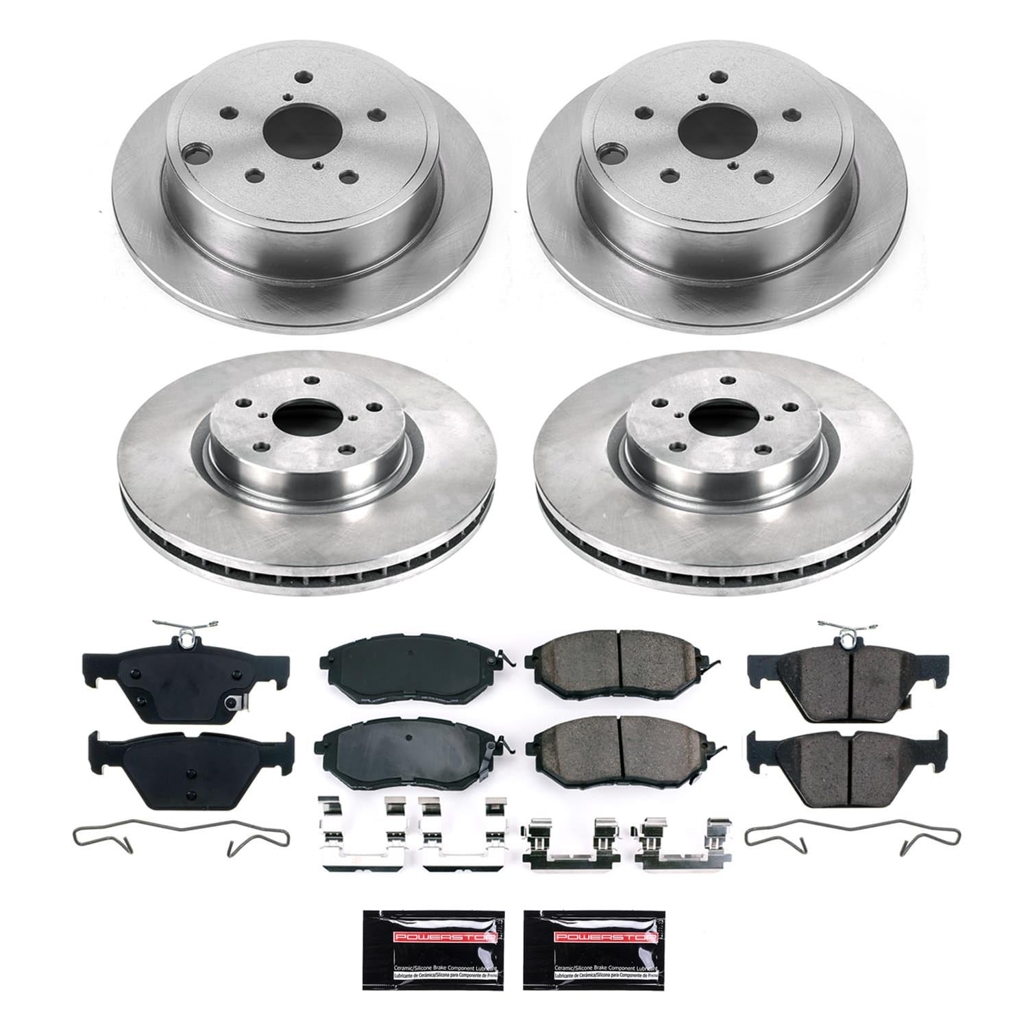 Power Stop Z17 Evolution Plus Stock Replacement Brake Kits KOE9166 Rotor and Pad Combos, Replacement, Solid Surface Rotors, Ceramic Pads, Front and Rear, Subaru, Kit thumbnail 6