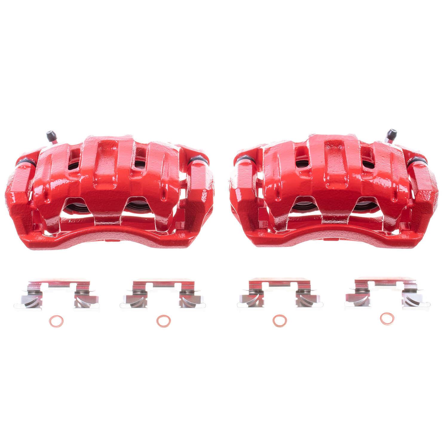 Power Stop Front S2958 Pair of High-Temp Red Powder Coated Calipers-