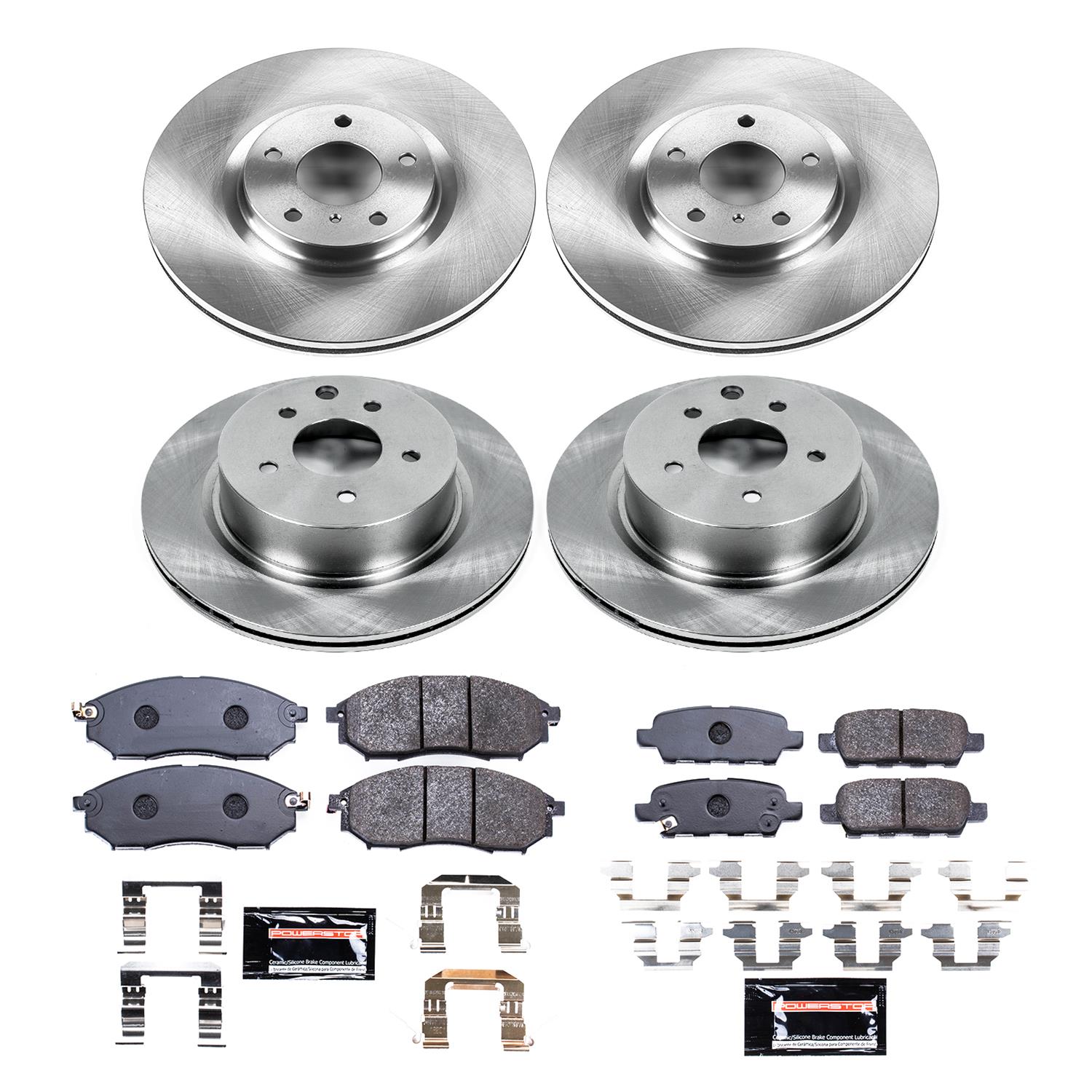 PowerStop Track Day Brake Kits TDBK114 Rotor and Pad Combos, Day, Front/Rear, Solid Surface Rotors, Carbon Metallic Pads, for Infiniti, for Nissan, Kit thumbnail 3