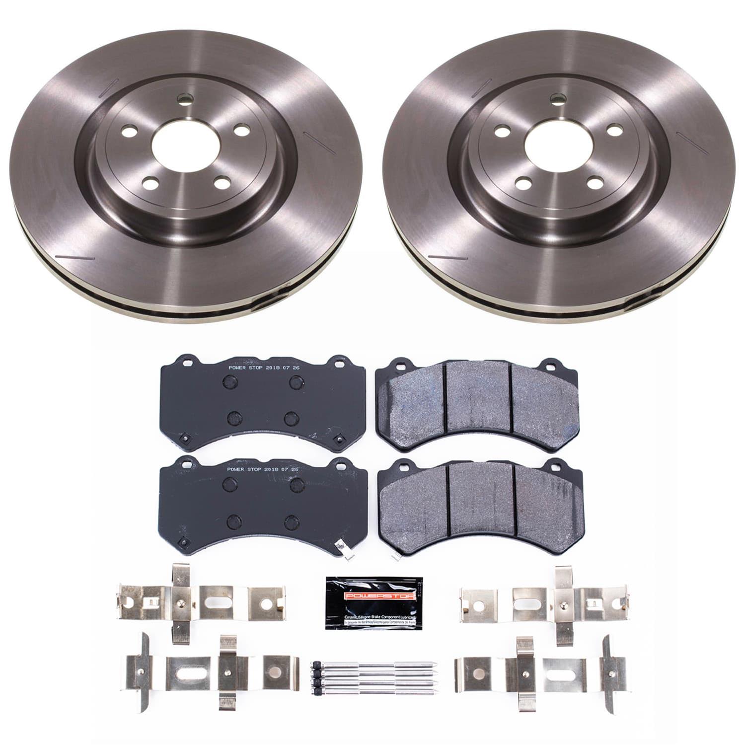 PowerStop Track Day Brake Kits for 2021-2024 DURANGO, 2021 GRAND CHEROKEE - TDBK8838 Rotor and Pad Combos, Day, Solid Surface Rotors, Carbon Fiber Metallic Pads, Front, Dodge, Jeep, Kit thumbnail 4