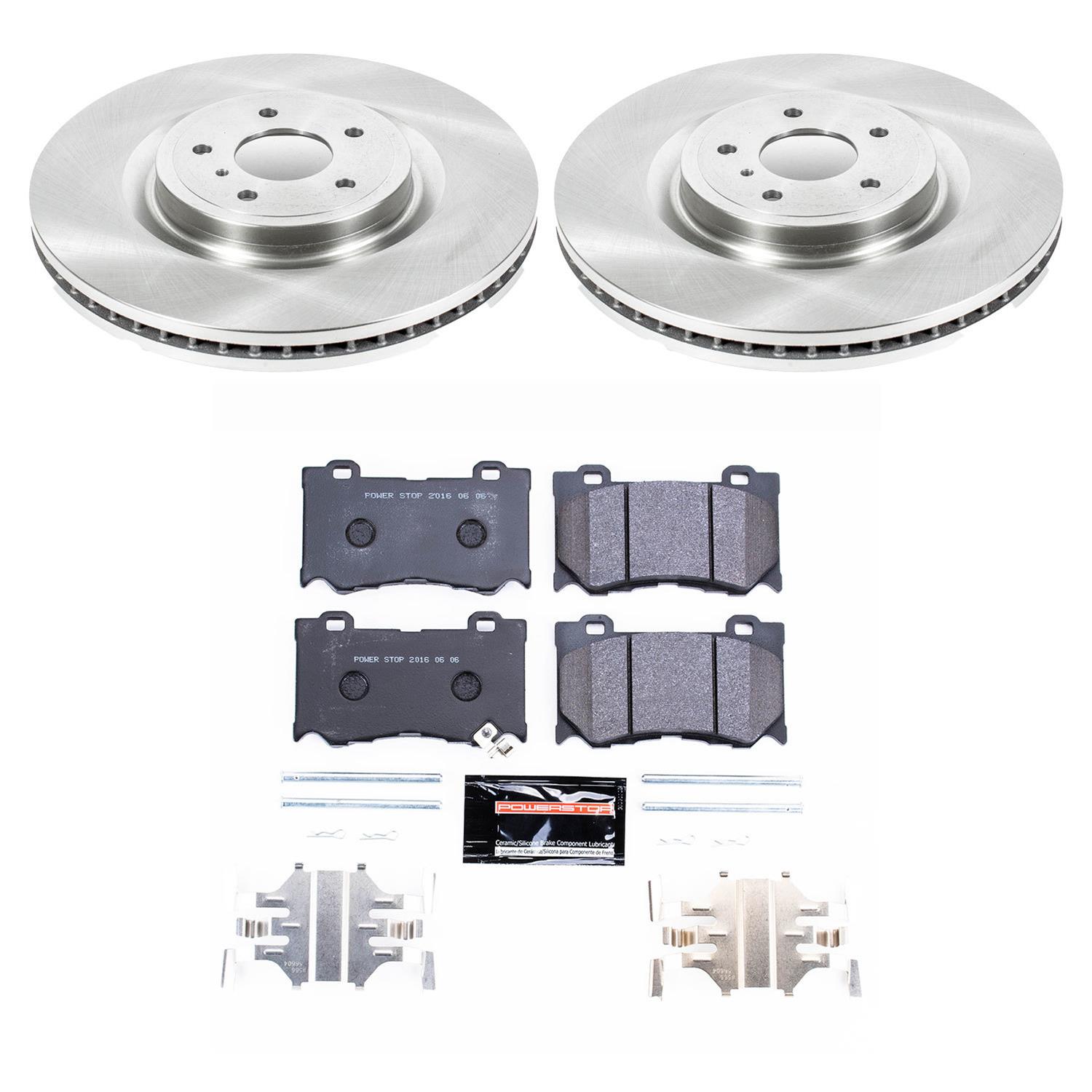 PowerStop Track Day Spec High Performance Brake Kits TDSK4138 Rotor and Pad Combo, Platform Specific, Front/Rear, Solid Surface Rotors, Carbon Fiber Metallic Pads, for Infiniti, for Nissan, Kit thumbnail 4