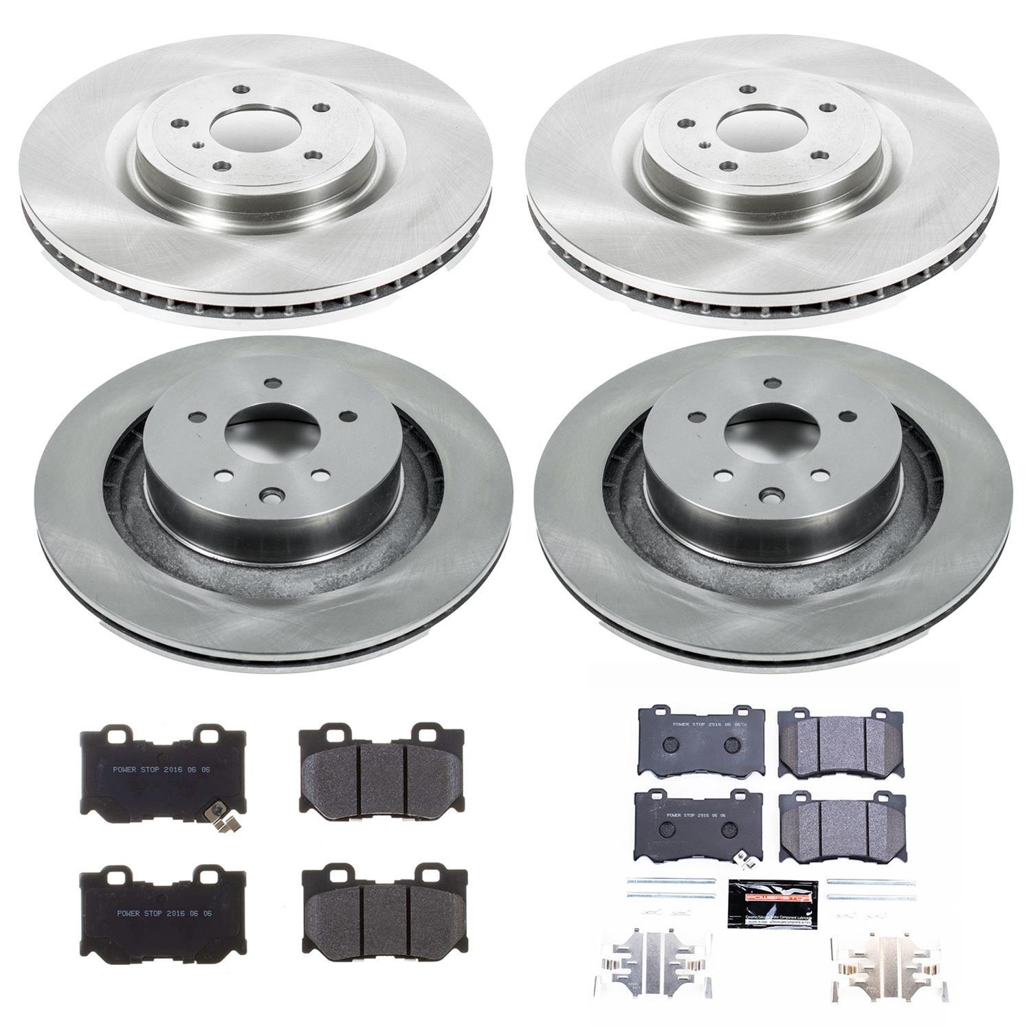 PowerStop Track Day Spec High Performance Brake Kits TDSK4138 Rotor and Pad Combo, Platform Specific, Front/Rear, Solid Surface Rotors, Carbon Fiber Metallic Pads, for Infiniti, for Nissan, Kit thumbnail 2
