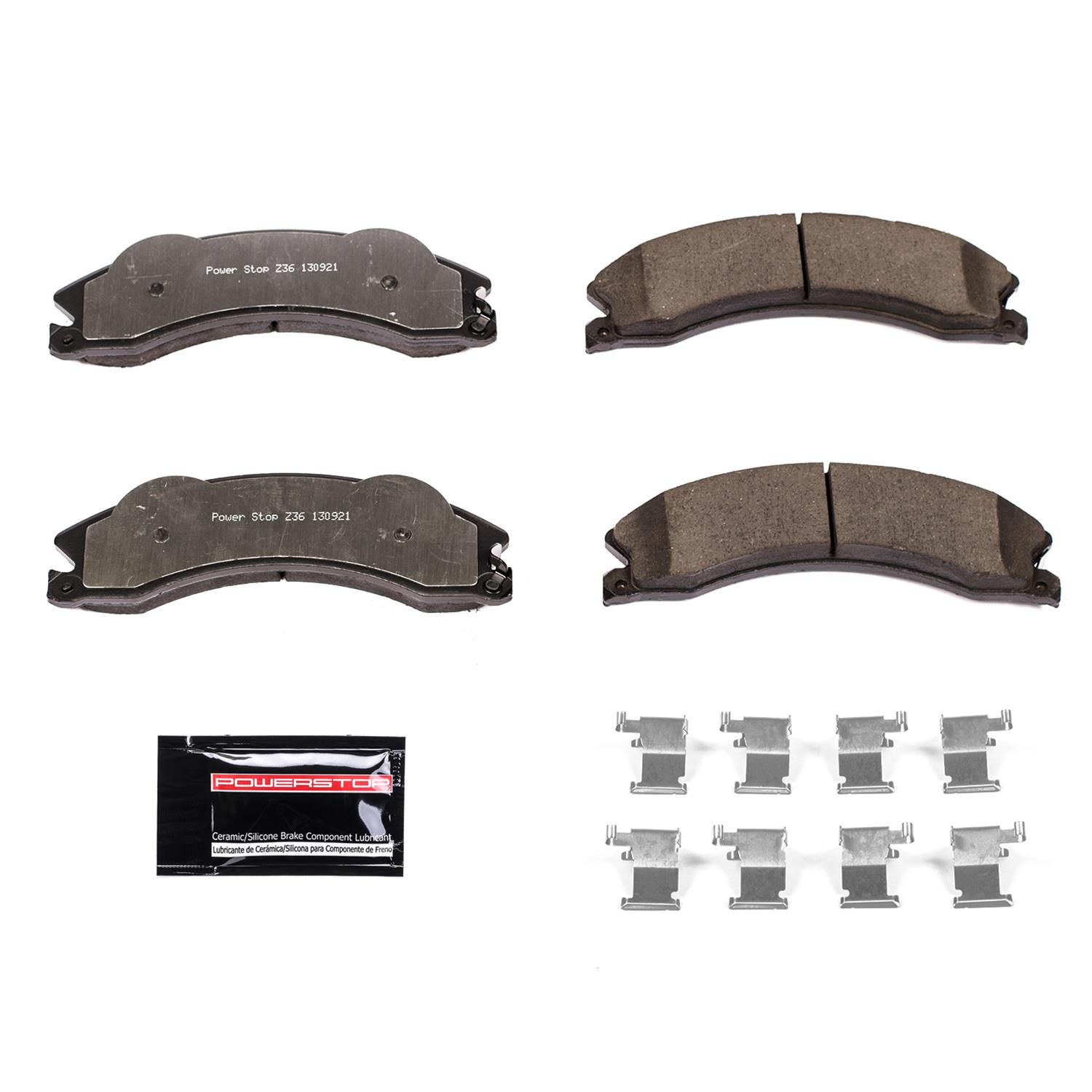 Power Stop Z36-1099 Rear Z36 Truck & Tow Carbon Fiber-Ceramic Brake Pads with Hardware 