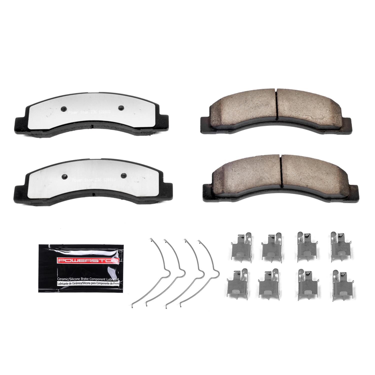 Power Stop Z36-676 Front Z36 Truck & Tow Carbon Fiber-Ceramic Brake Pads with Hardware 