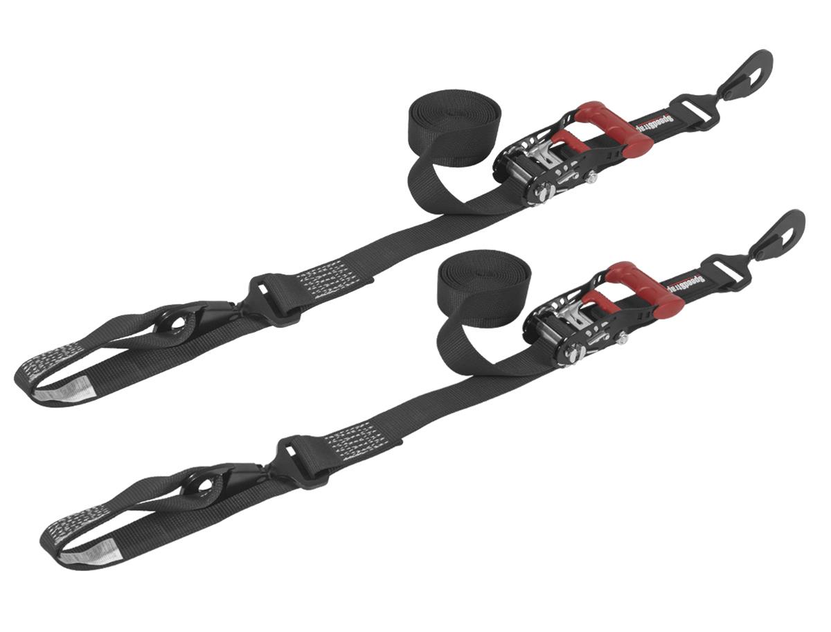 PRP Seats SpeedStrap Ratchet Tie-Downs 15221-2 Tie-Down Straps, SpeedStrap, Ratchet, S-Hook, Retention Clip, Soft Tie, 1.5 in. Width, 10 ft. Length, 1,333 lbs. Working Load Rating, Black, Pair