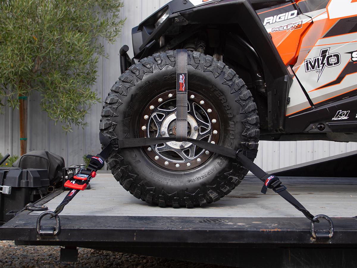 PRP Seats SpeedStrap UTV Tire Bonnets 16600 Tie-Down Straps, SpeedStrap, UTV, Bonnet, Ratchet, Flat Snap Hooks, 1.5 in. Width, Black, Each thumbnail 3