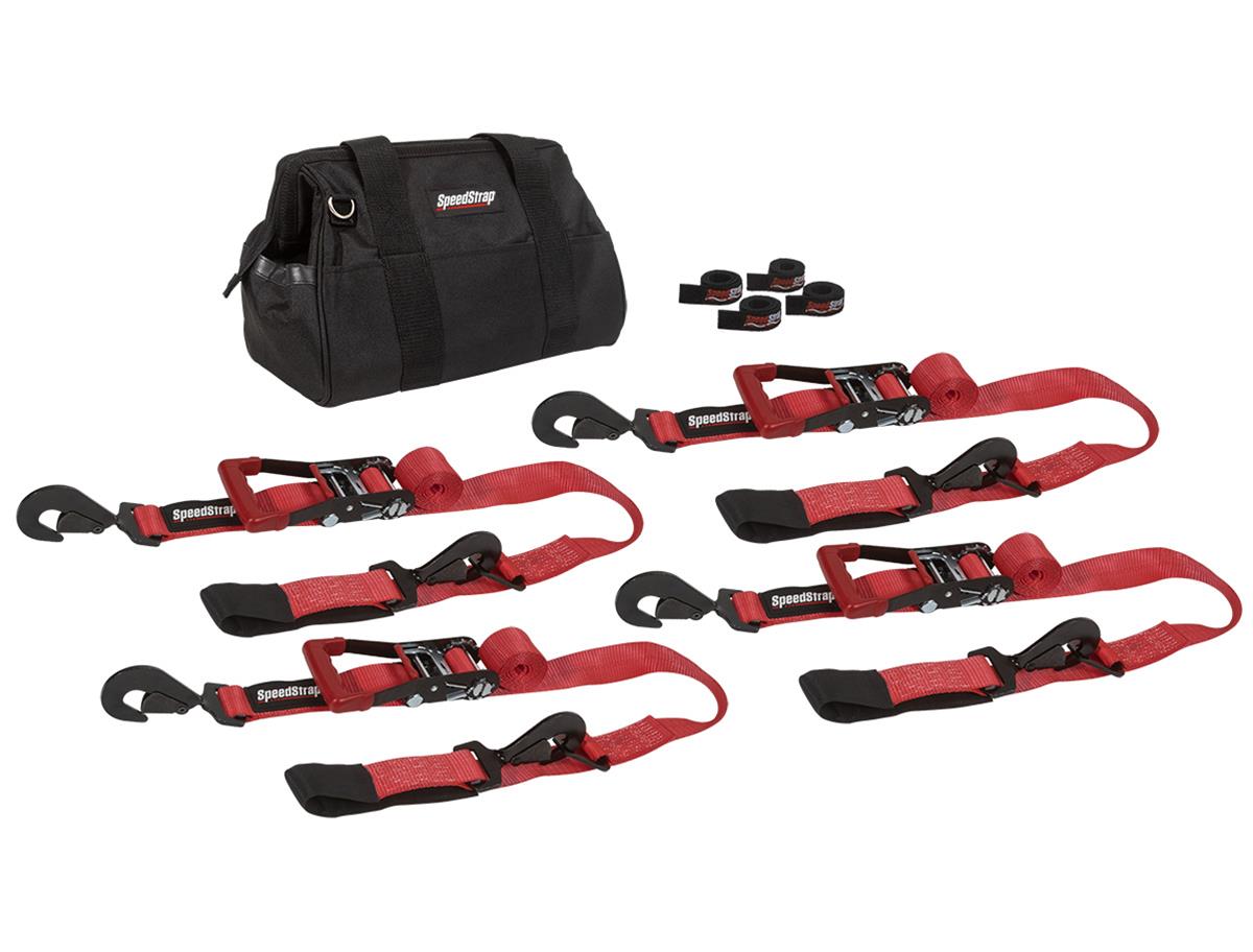PRP Seats SpeedStrap Off-Road Tie-Down Kits 71733 Straps, SpeedStrap, Off-Road, Four 10 ft. Tie-Downs with Axle Straps, Ratchet, Twisted Snap Hook, Red, Four SpeedWraps, Storage Bag, Kit thumbnail 3