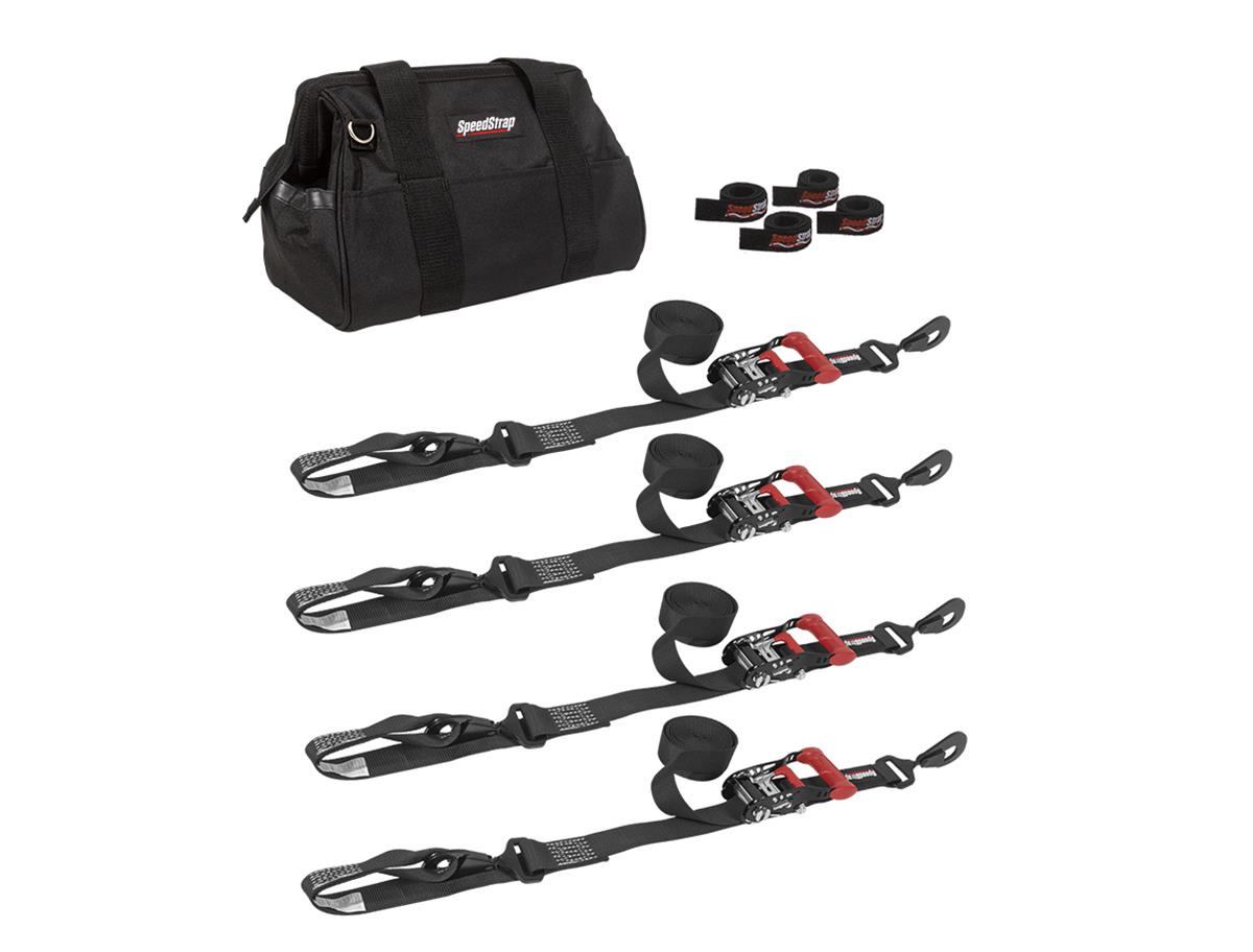PRP Seats SpeedStrap UTV Tie-Down Kits 71740 Straps, SpeedStrap, UTV, Four 10 ft. Tie-Downs with Soft Ties, Ratchet, Twisted Snap Hook, Black, Four SpeedWraps, Storage Bag, Kit thumbnail 3