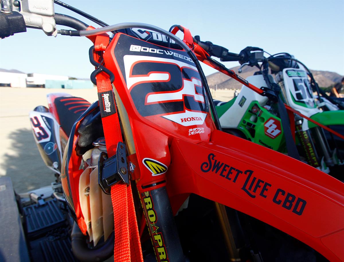 PRP Seats SpeedStrap Motorcycle Tie-Down Kits 71763 Straps, SpeedStrap, Motorcyle, Four 10 ft. Tie-Downs with Soft Ties, Cam-Lock, S-Hook, Red, Four SpeedWraps, Storage Bag, Kit