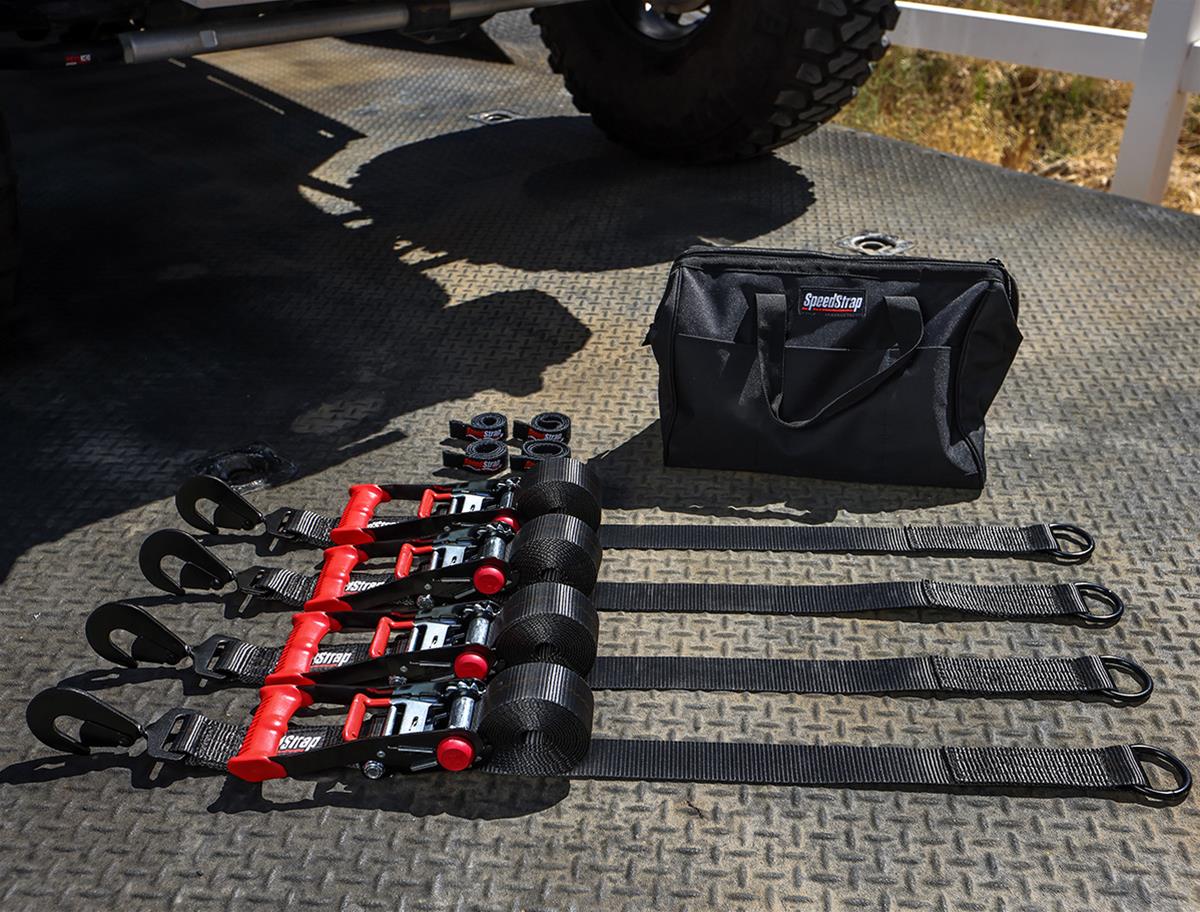 PRP Seats SpeedStrap Heavy-Duty Through-the-Wheel Tie-Downs 71780 Tie-Down Straps, SpeedStrap, Through-the-Wheel, Four 12 ft. Tie-Downs, D-Ring, Ratchet, Twisted Snap Hook, Black, Four SpeedWraps, Storage Bag, Kit thumbnail 2