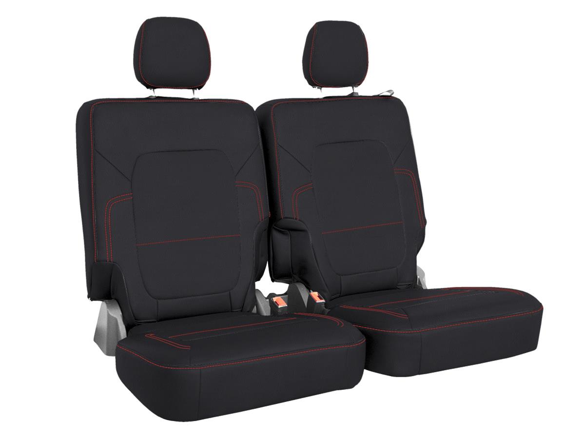 PRP Seat Covers B059-01 Rear Bench for 2021+ Ford Bronco, 2 Door - Black with Red Stitching
