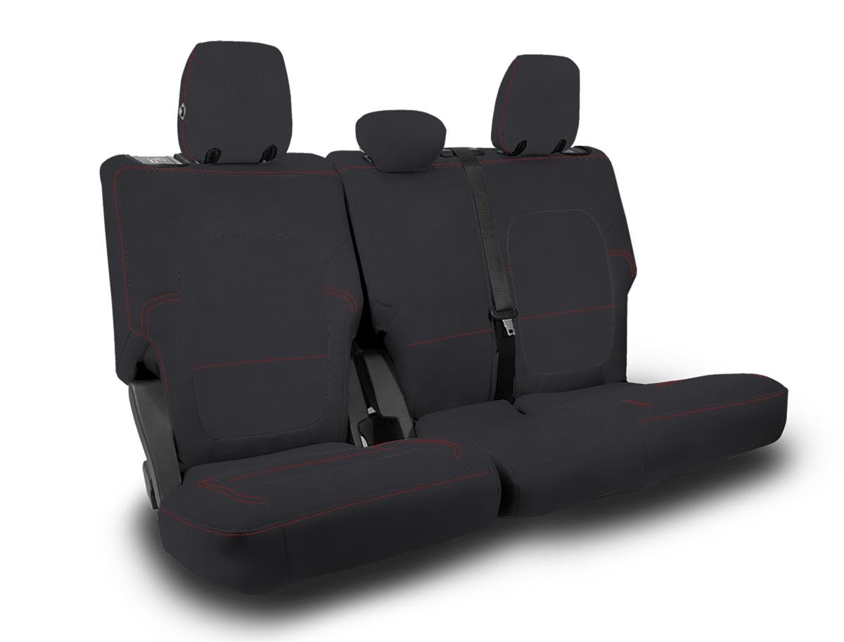 PRP Seat Covers B061-01 Rear Bench for 2021+ Ford Bronco, 4 Door - Black with Red Stitching thumbnail 5
