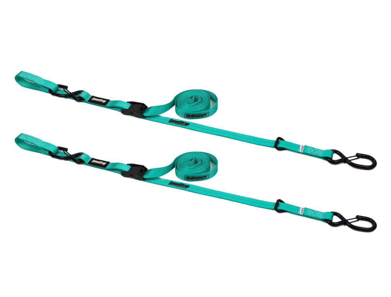 PRP Seats SpeedStrap Shreddy Camlock Tie-Downs SHRDY13808-2 Tie-Down Strap, SpeedStrap, Shreddy, Cambuckle, S-Hook, Retention Clip, Soft Tie, 1 in. Width, 10 ft. Length, 400 lbs. Working Load Rating, Teal, Pair thumbnail 2