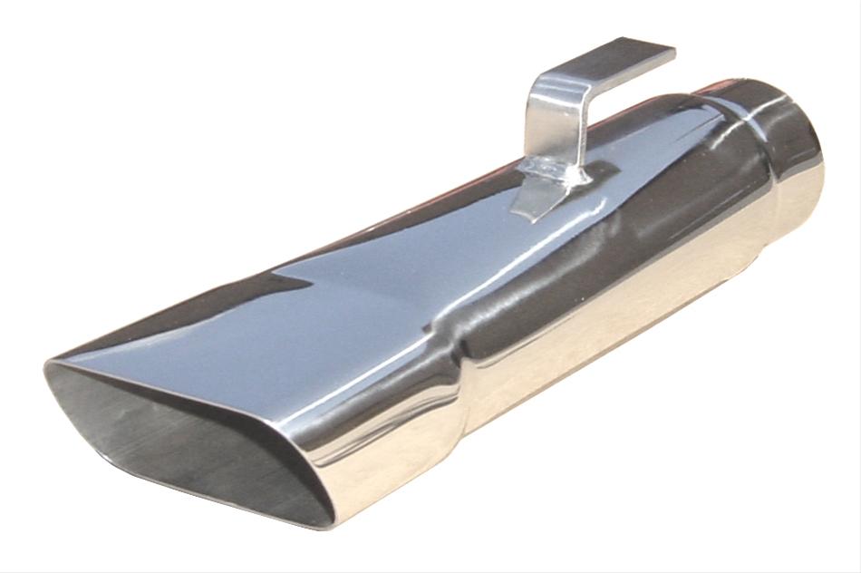 Pypes Stainless Steel Rectangular, Polished 2.50 Inch Exhaust Tip EVT80 Tips, Stainless, Polished, Slant Cut, Rolled Edge, 2.5 in. Inlet, Dodge, Pair thumbnail 2