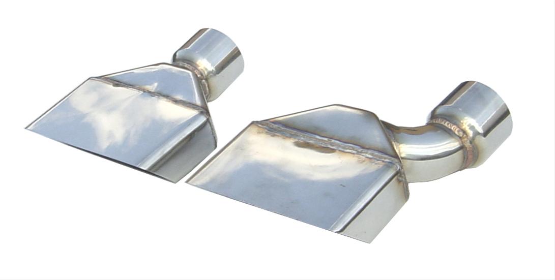 Pypes Stainless Steel Rectangular, Polished 2.50 Inch Exhaust Tip EVT87 Tip, Stainless, Polished, Slant Cut, 2.5 in. Inlet, Pair