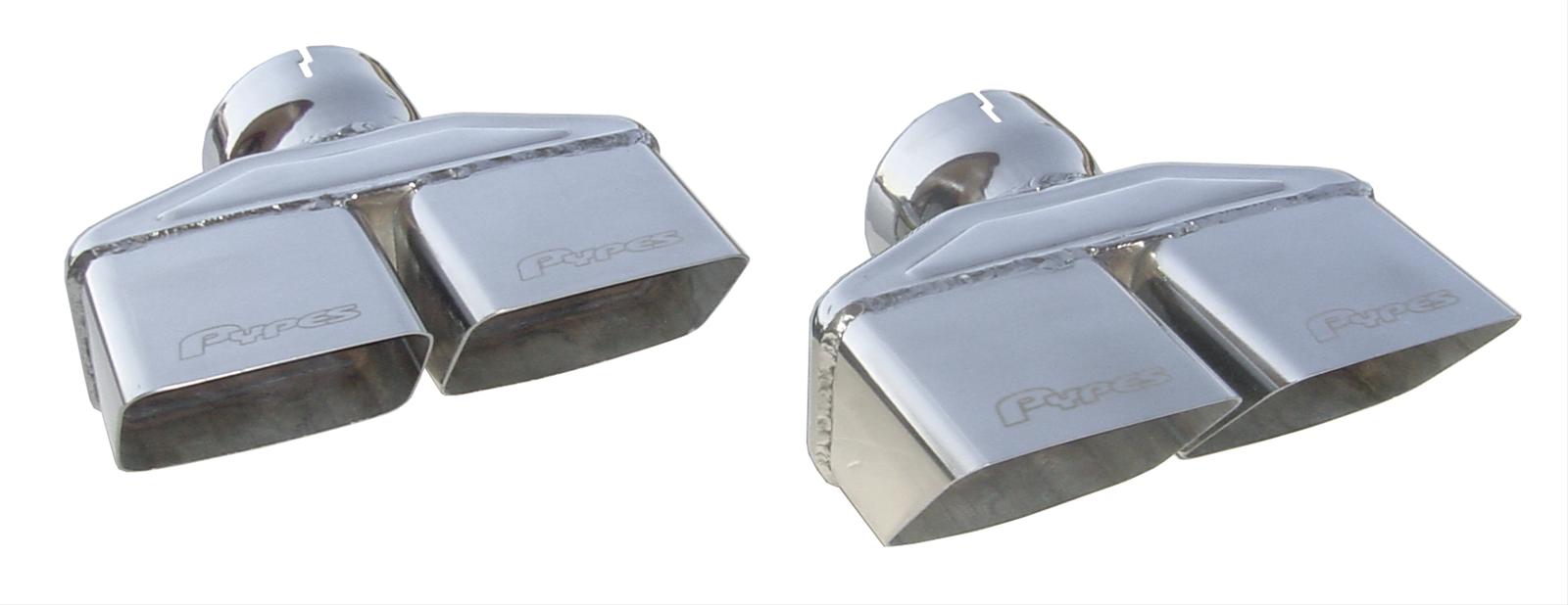 Pypes Stainless Steel Rectangular, Polished 3 Inch Exhaust Tip EVT88 Tips, Stainless, Polished, Slant Cut, 3.0 in. Inlet, 7.0 in. Length, Pair