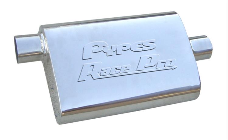 Pypes Race Pro 409 Stainless Steel 2.5 Inch Muffler MVR13 Muffler, Series, Steel, Natural, in. Offset Inlet/2.5 in. Center Outlet, Each thumbnail 2