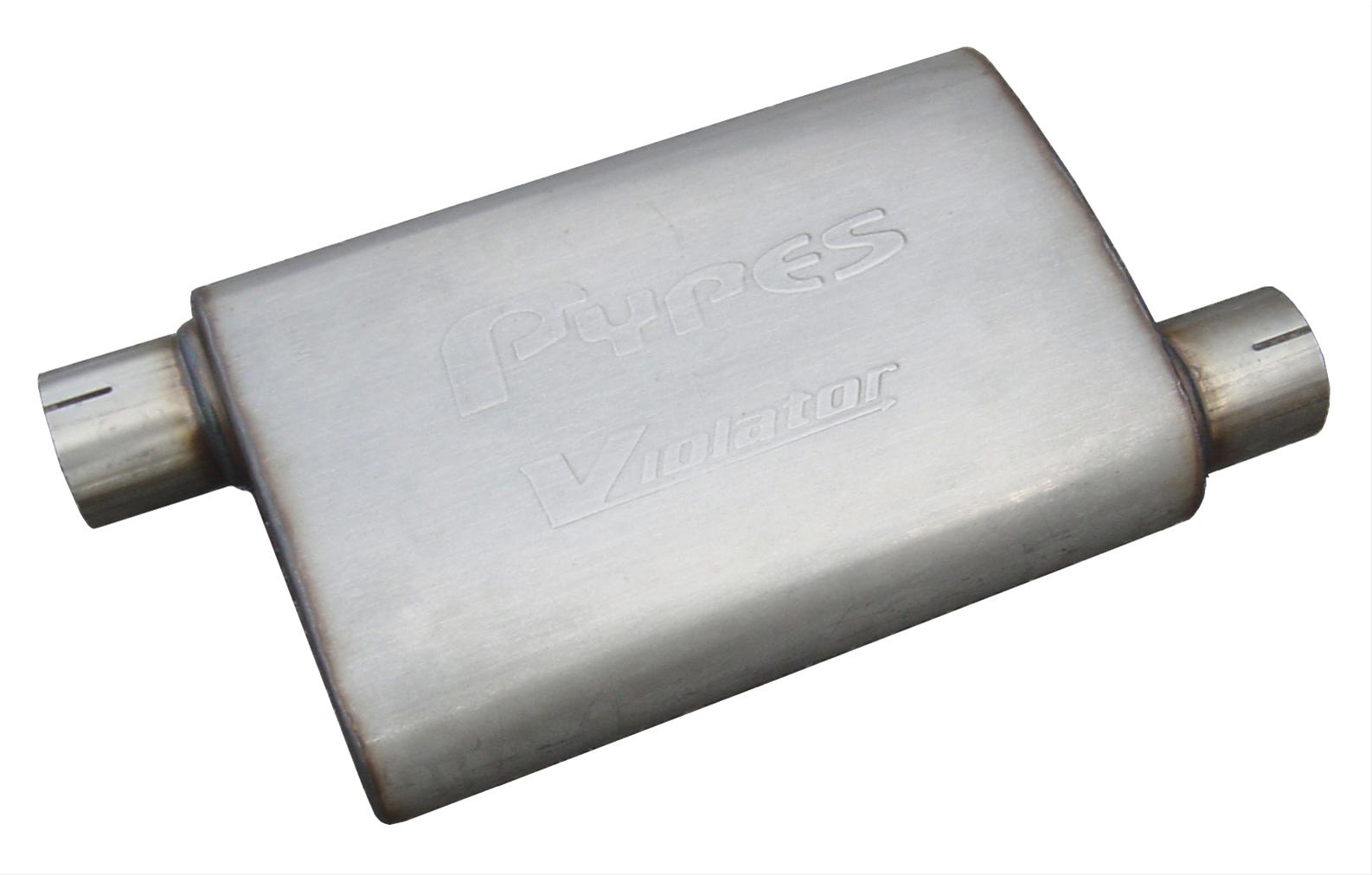 Pypes Violator 409 Stainless Steel 2.5 Inch Muffler MVV10 Muffler, Series, Steel, Natural, in. Offset Inlet/2.5 in. Offset Outlet, Each