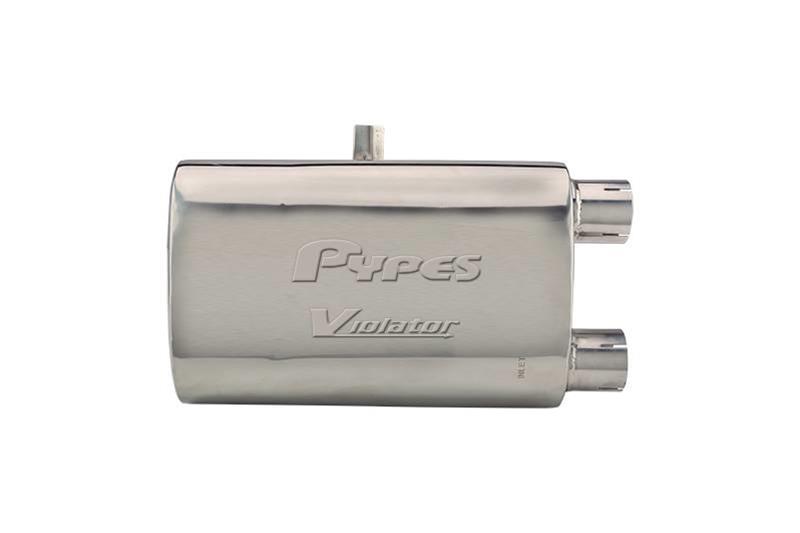 Pypes Violator 304 Stainless Steel 2.5 Inch Muffler MVV50S Muffler, Series, Steel, Polished, in. Inlet/Offset On the Same End, Pair thumbnail 2