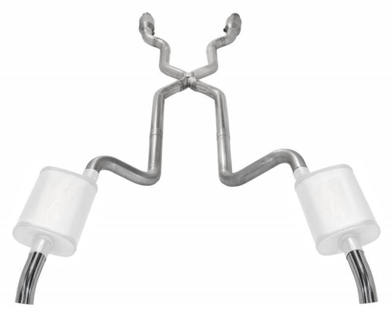 Pypes Header/Crossmember-Back Exhaust Systems SCC910E Systems, Crossmember Back w/X-Pipe, 75-80 Corvette C3 Split Rear Dual Exit 2.5 in Intermediate