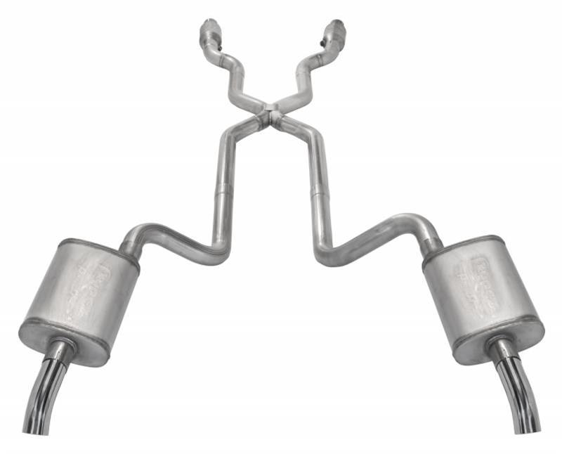 Pypes Race Pro Dual Exhaust Systems SCC910RE Systems, Crossmember Back w/X-Pipe, 75-80 Corvette C3 Split Rear Exit 2.5 in Intermediate