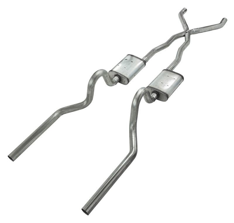 Pypes Race Pro Dual Exhaust Systems SFC01R Crossmember Back w/X-Pipe System; Split Rear Exit; 2.5 in. Intermediate And Tail Pipe; Mufflers/Hardware Incl.; Tip Not Incl.; thumbnail 2