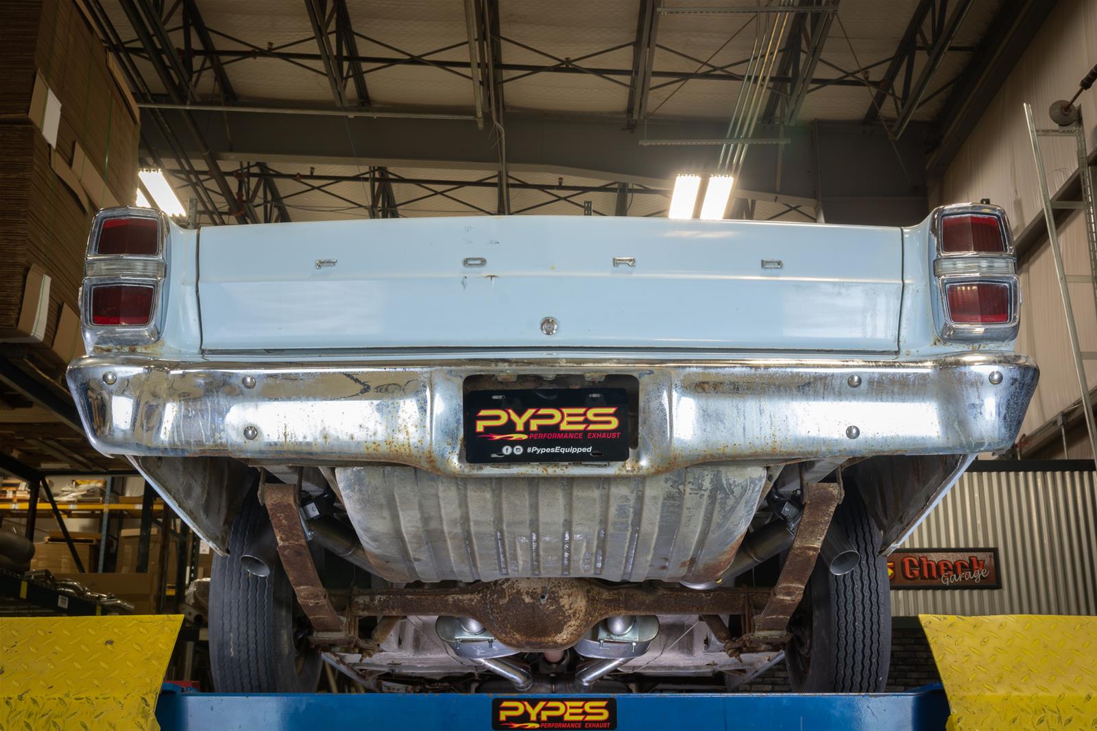 Pypes Race Pro Dual Exhaust Systems SFF10R System, Pro, Crossmember Back, 409 Stainless Steel, Natural, X-Pipe, Underbody Exit, Ford, Fairlane, Kit