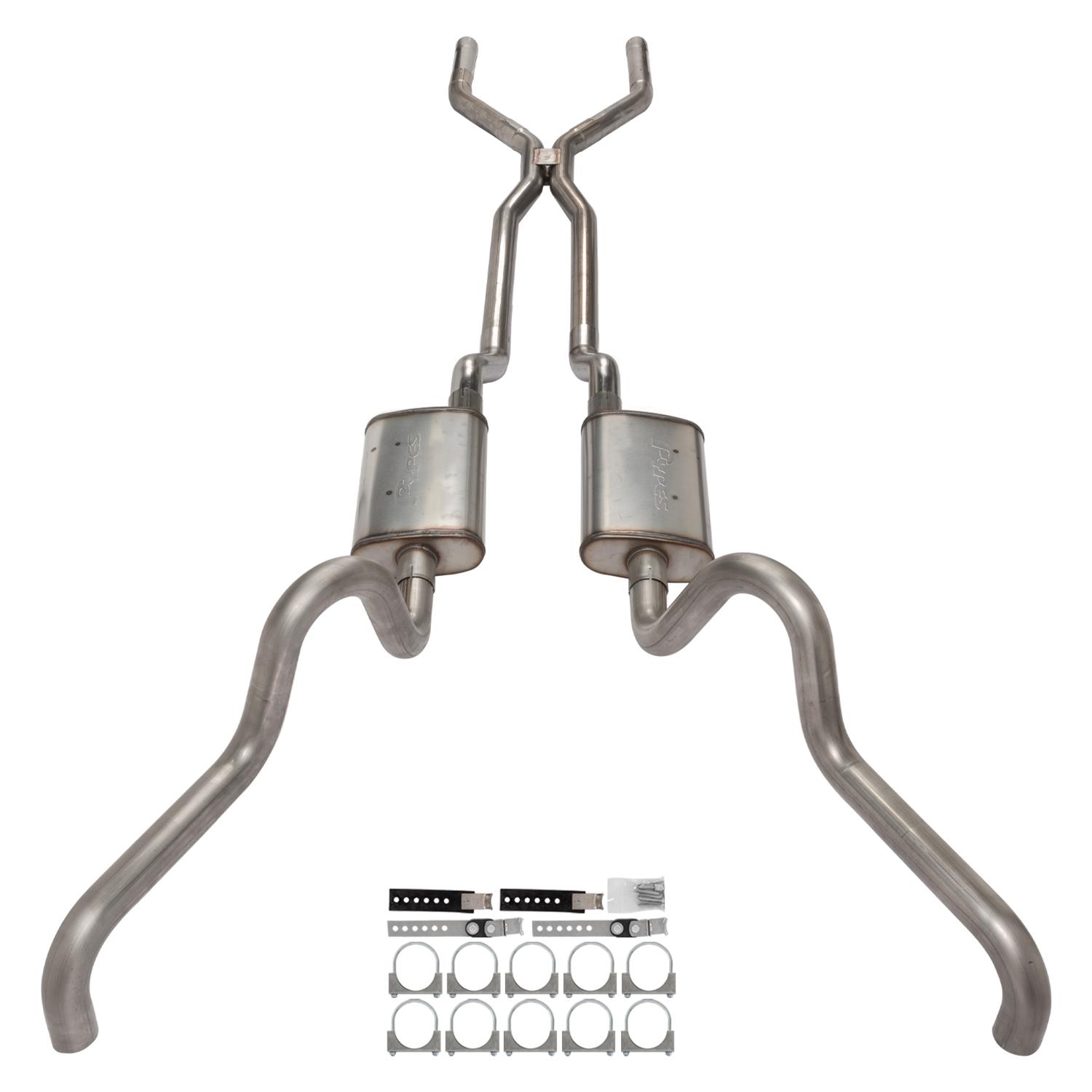 Pypes Street Pro Exhaust Systems SFF40S System, Pro, Crossmember Back, 409 Stainless Steel, Natural, H-Pipe, Underbody Exit, Ford, Fairlane, Kit thumbnail 5